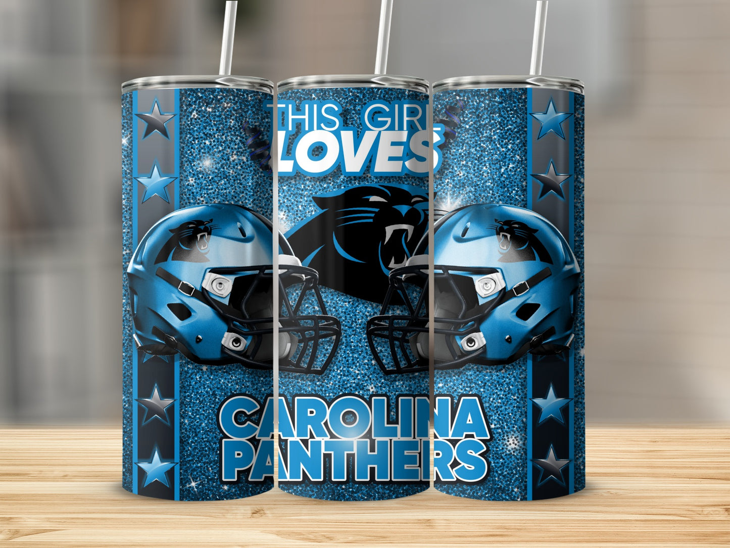 THIS GIRL LOVES Carolina Panthers Football Helmets Tumblers