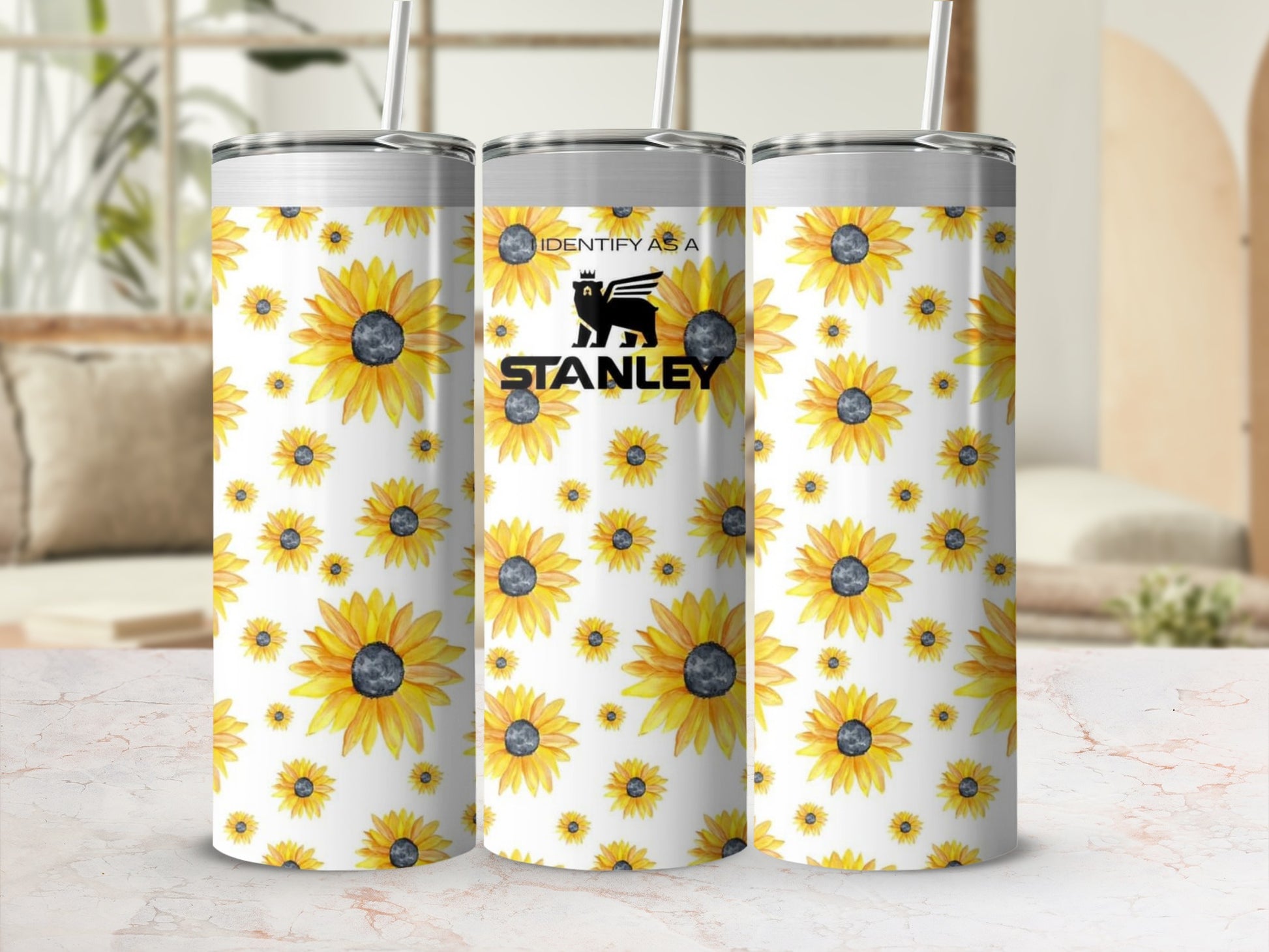 Sunflower Pattern Insulated Tumbler Cup Stainless Steel