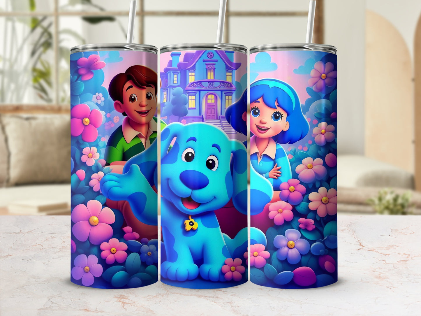 Blue Animated Characters Themed Drink Tumblers