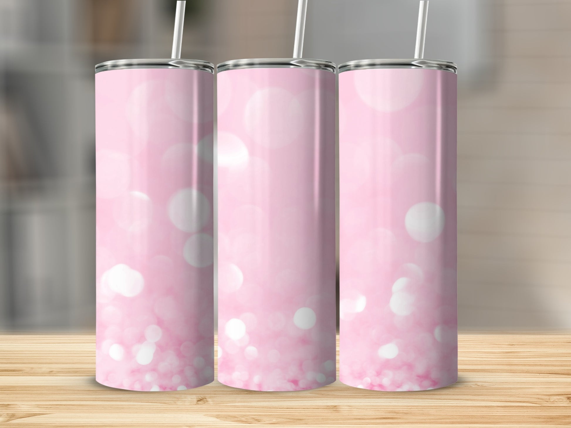 Pink Bokeh Tumbler with Straw Design Tumbler Product