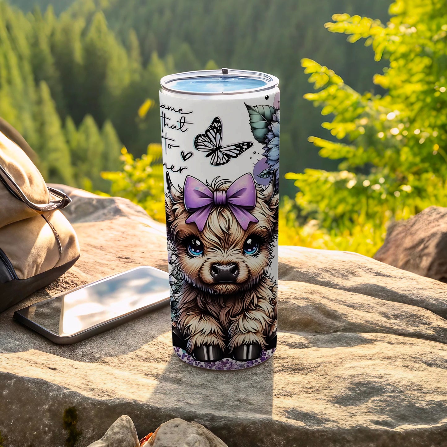 Adorable Puppy with Bow and Butterfly Tumbler Cup