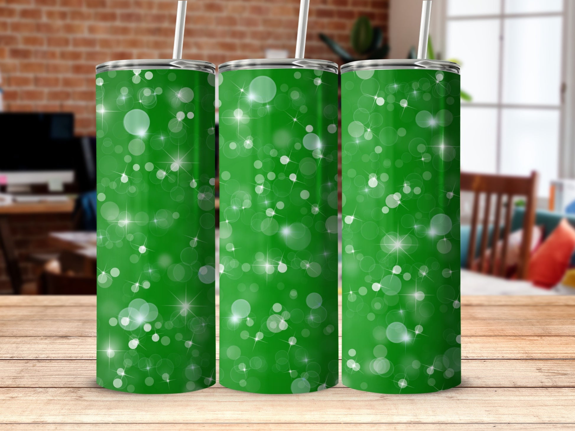 Festive Green Bubbles Patterned Tumbler product