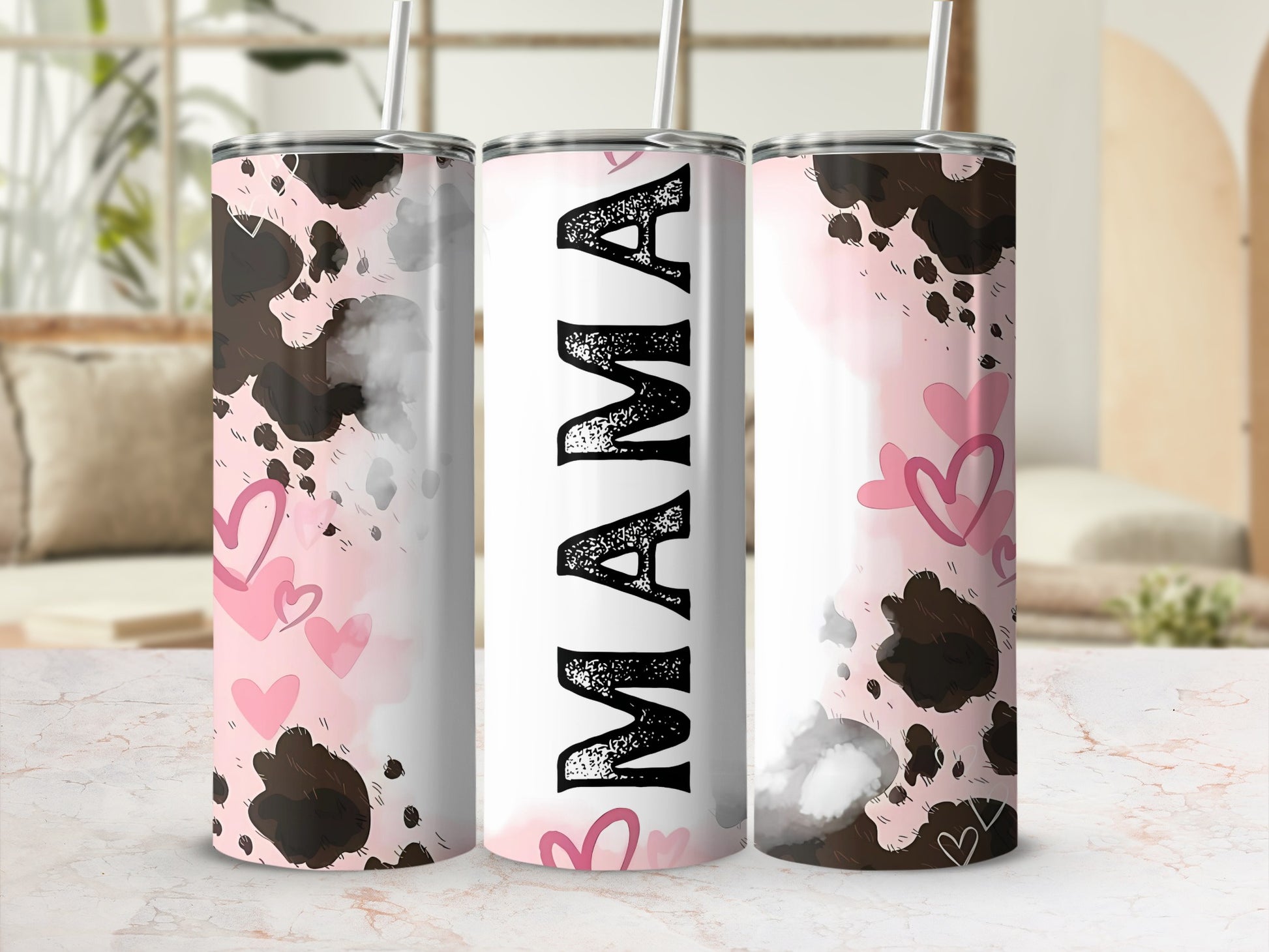 Mama Heart Patterned Tumbler Perfect Gift for Moms