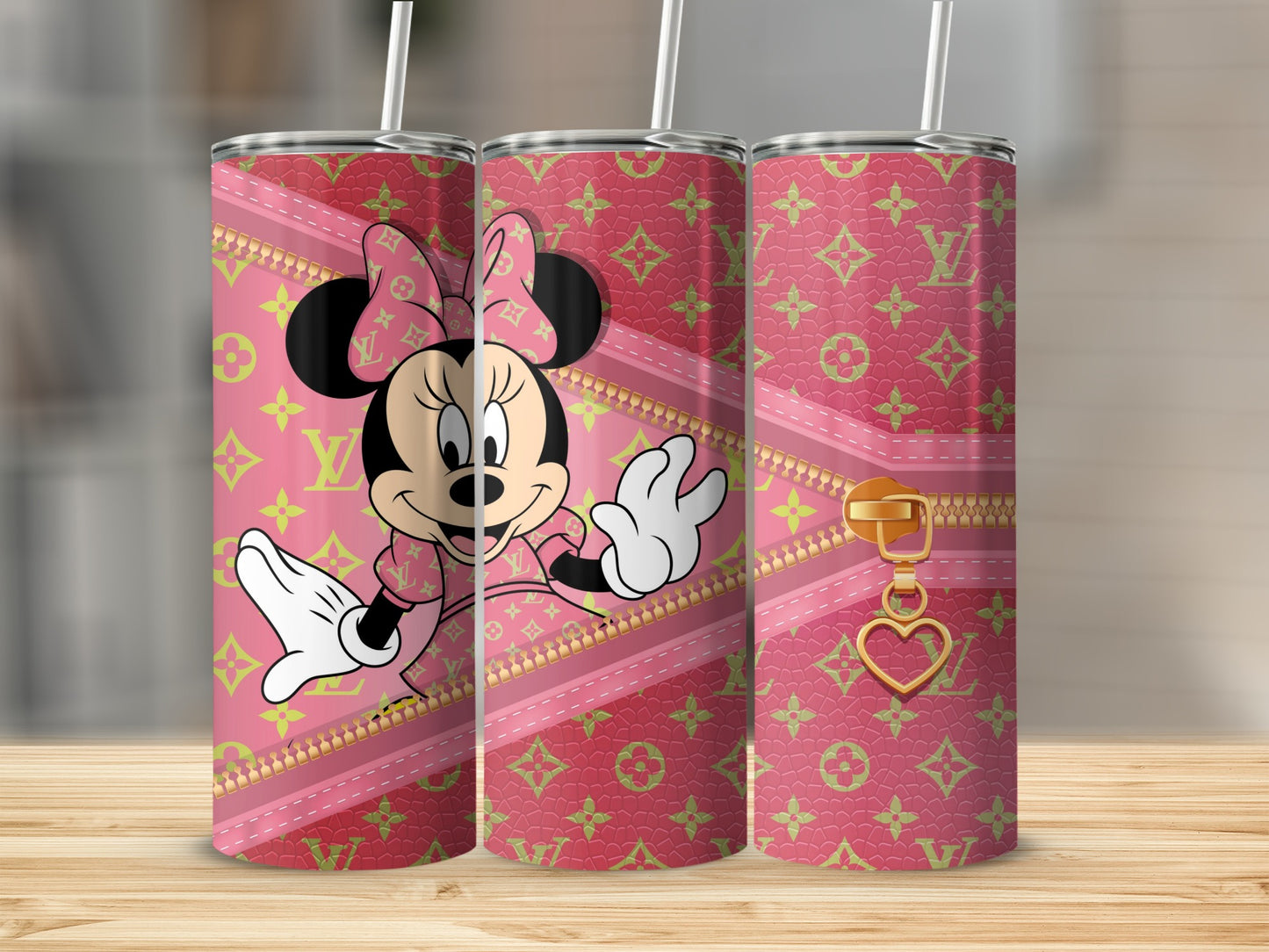 Cute Minnie Mouse Pink and Gold Design Tumbler