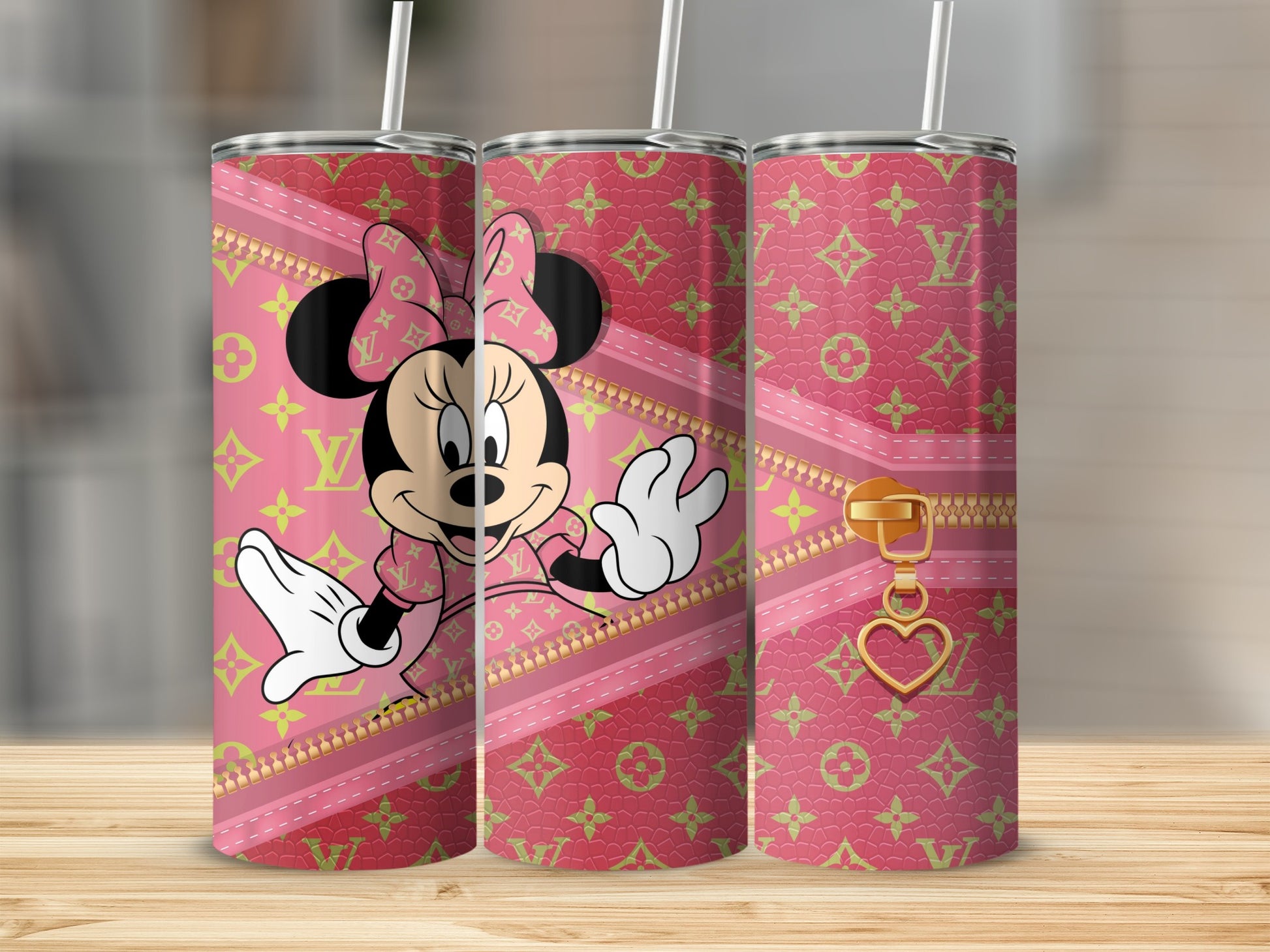 Cute Minnie Mouse Pink and Gold Design Tumbler