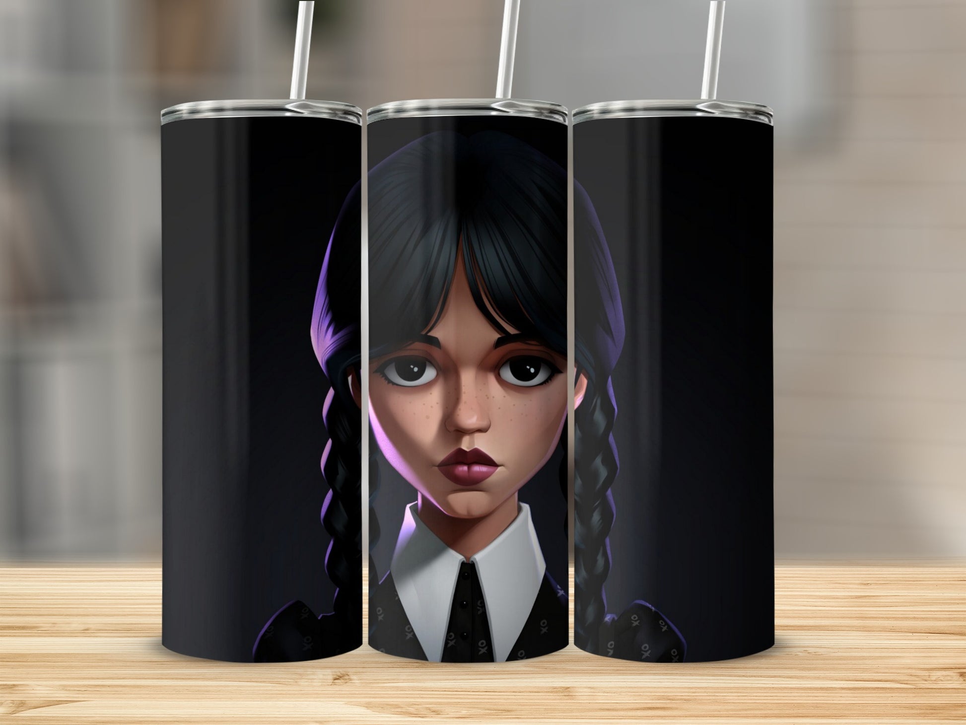 Distinctive Girls Character on Black Insulated Tumbler