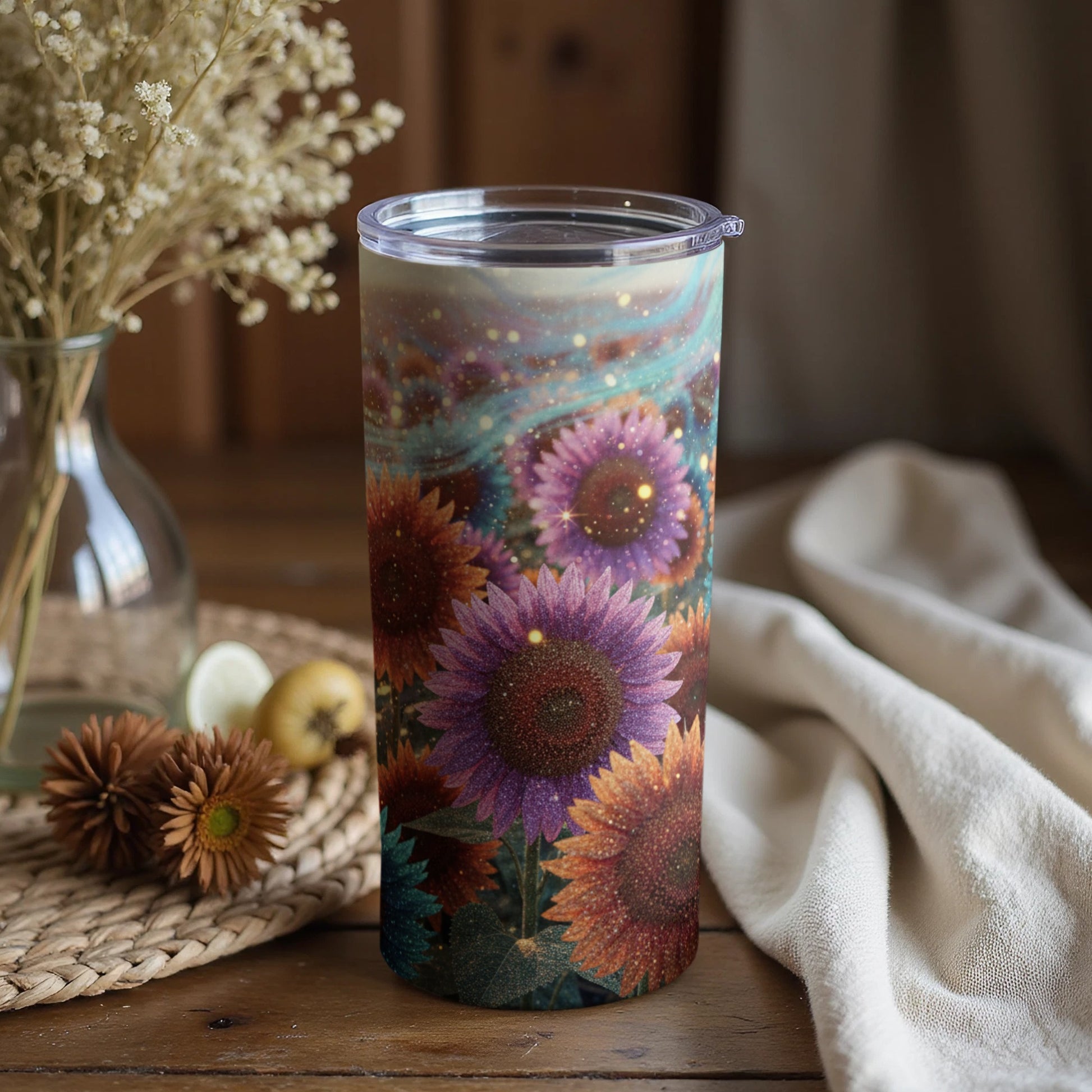 Sunflower Design Insulated Tumbler Travel Cup