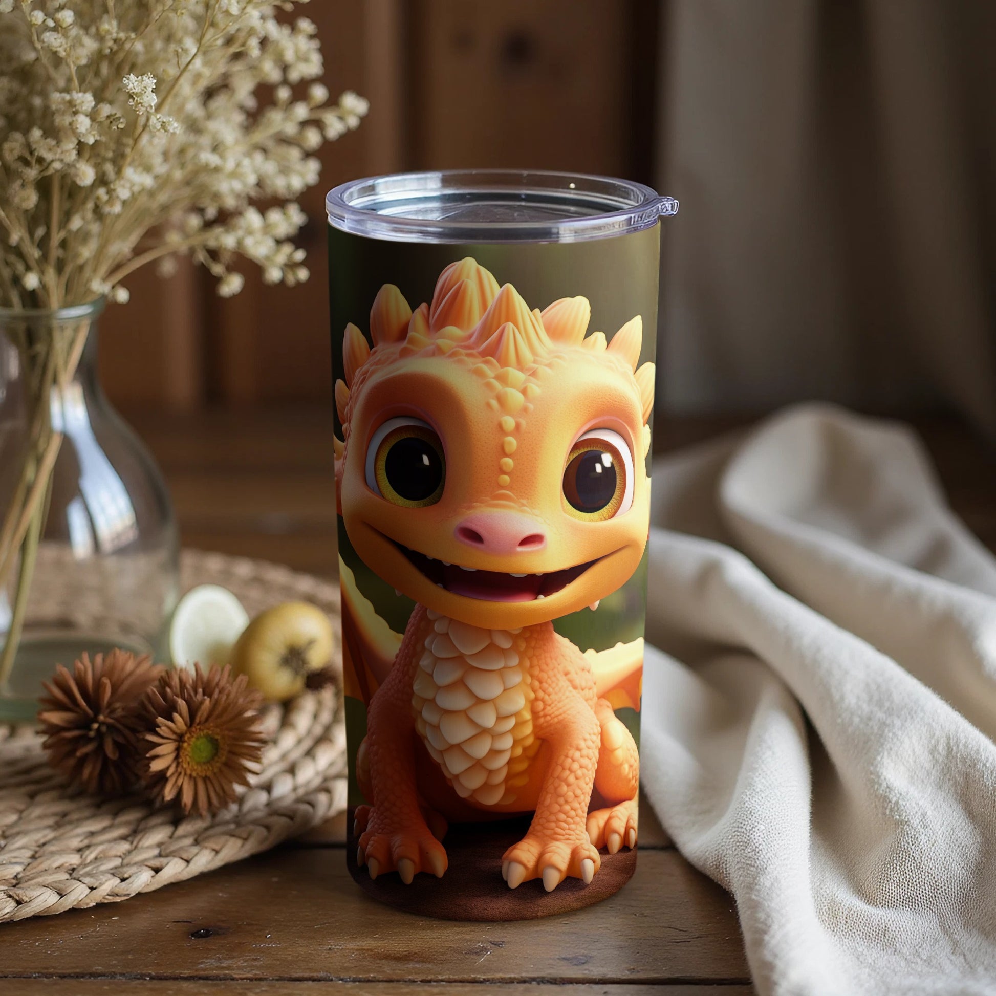 Adorable Dragon Art Tumbler for Kids and Adults