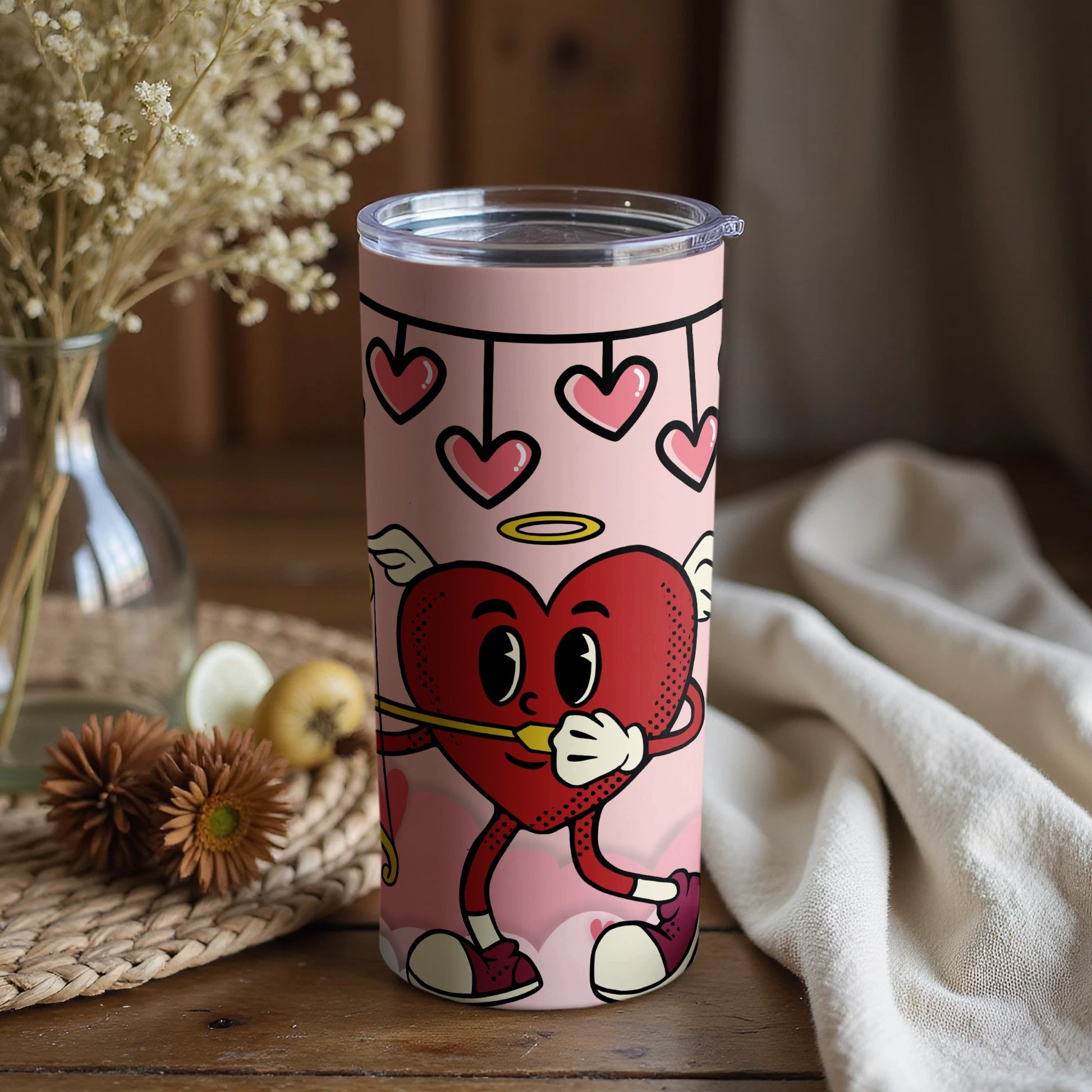 Cute Heart Character with Halo and Hearts Tumbler