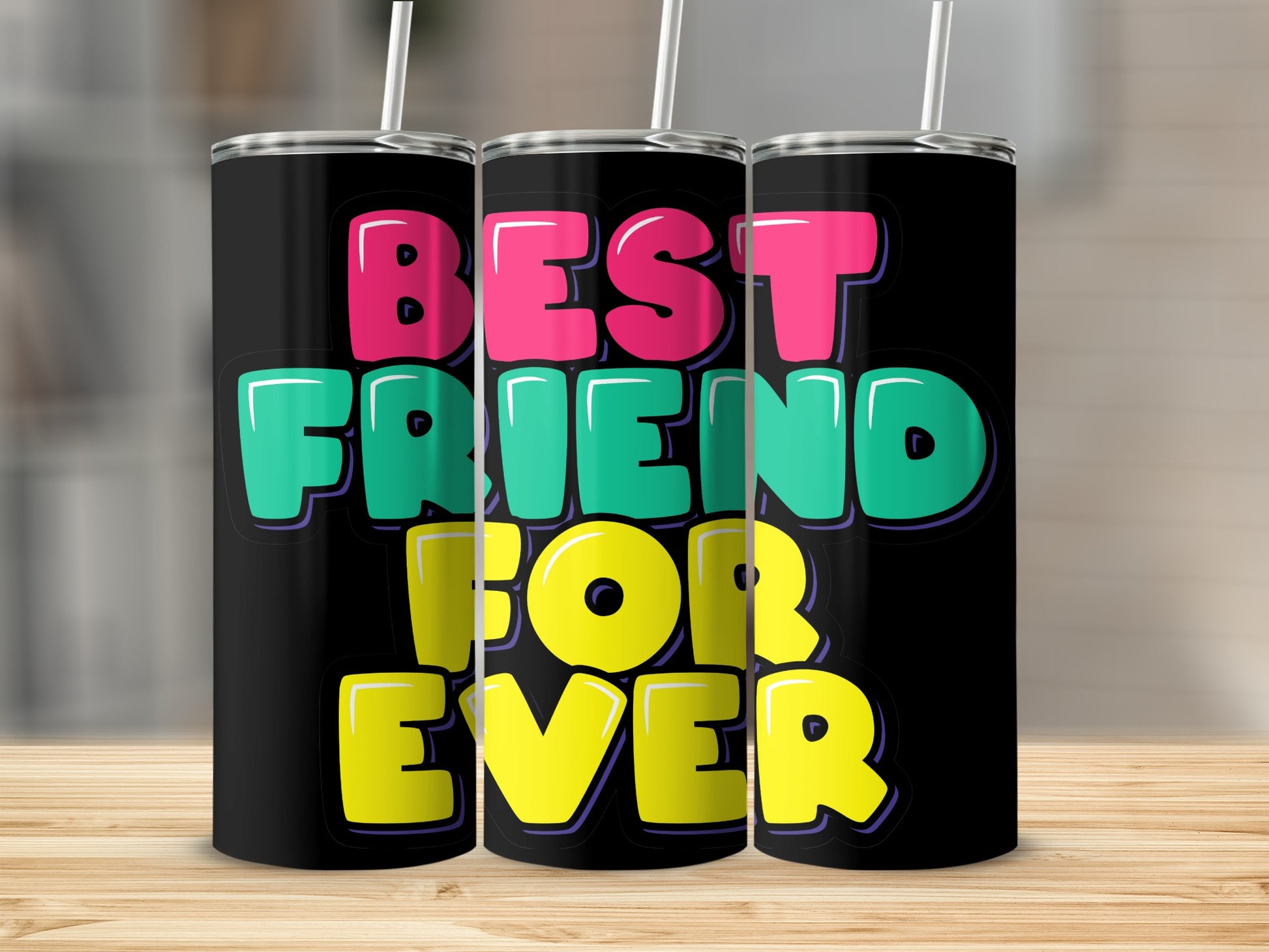 Best Friend Forever Colorful Tumbler Cup Design