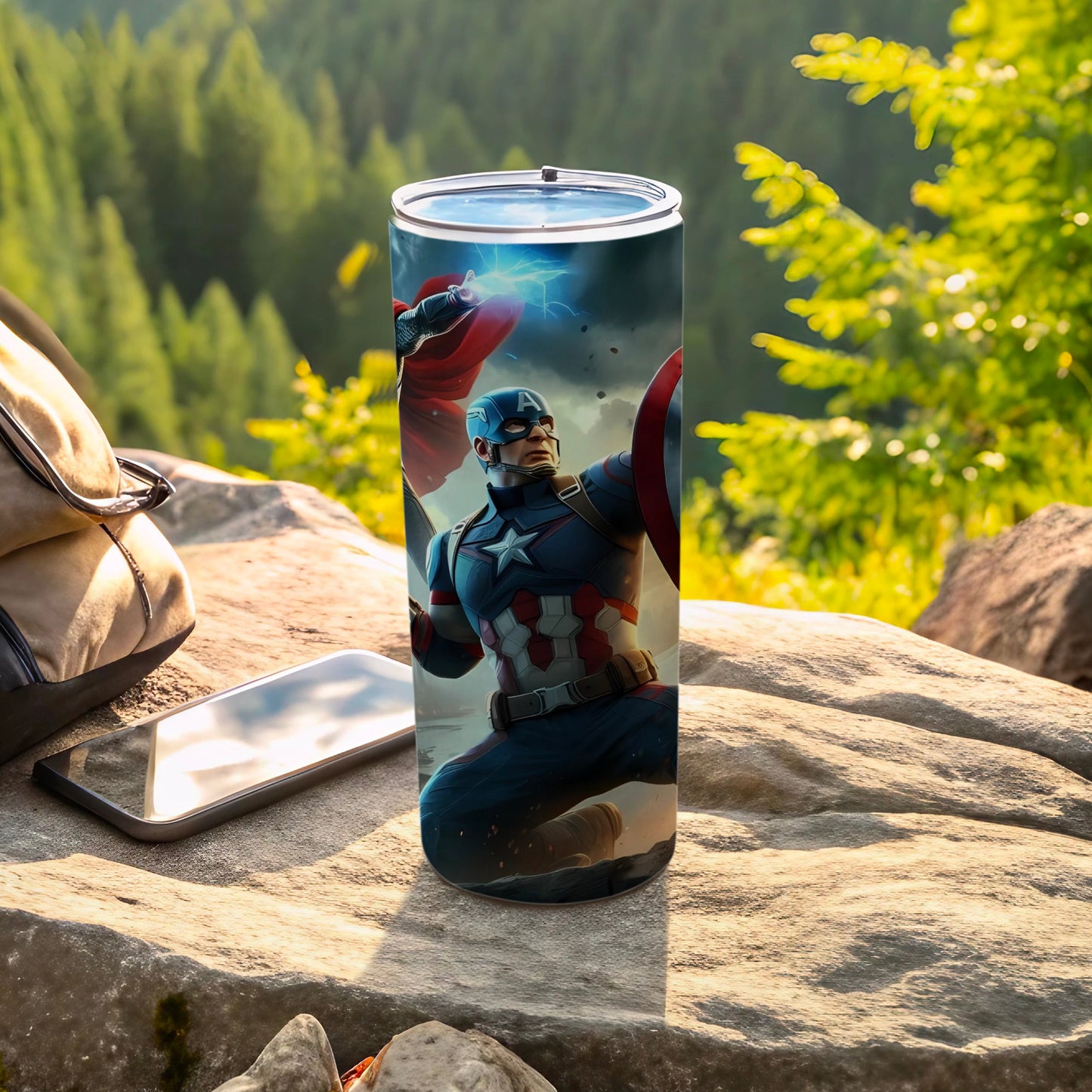 Captain America and Avengers themed travel tumbler