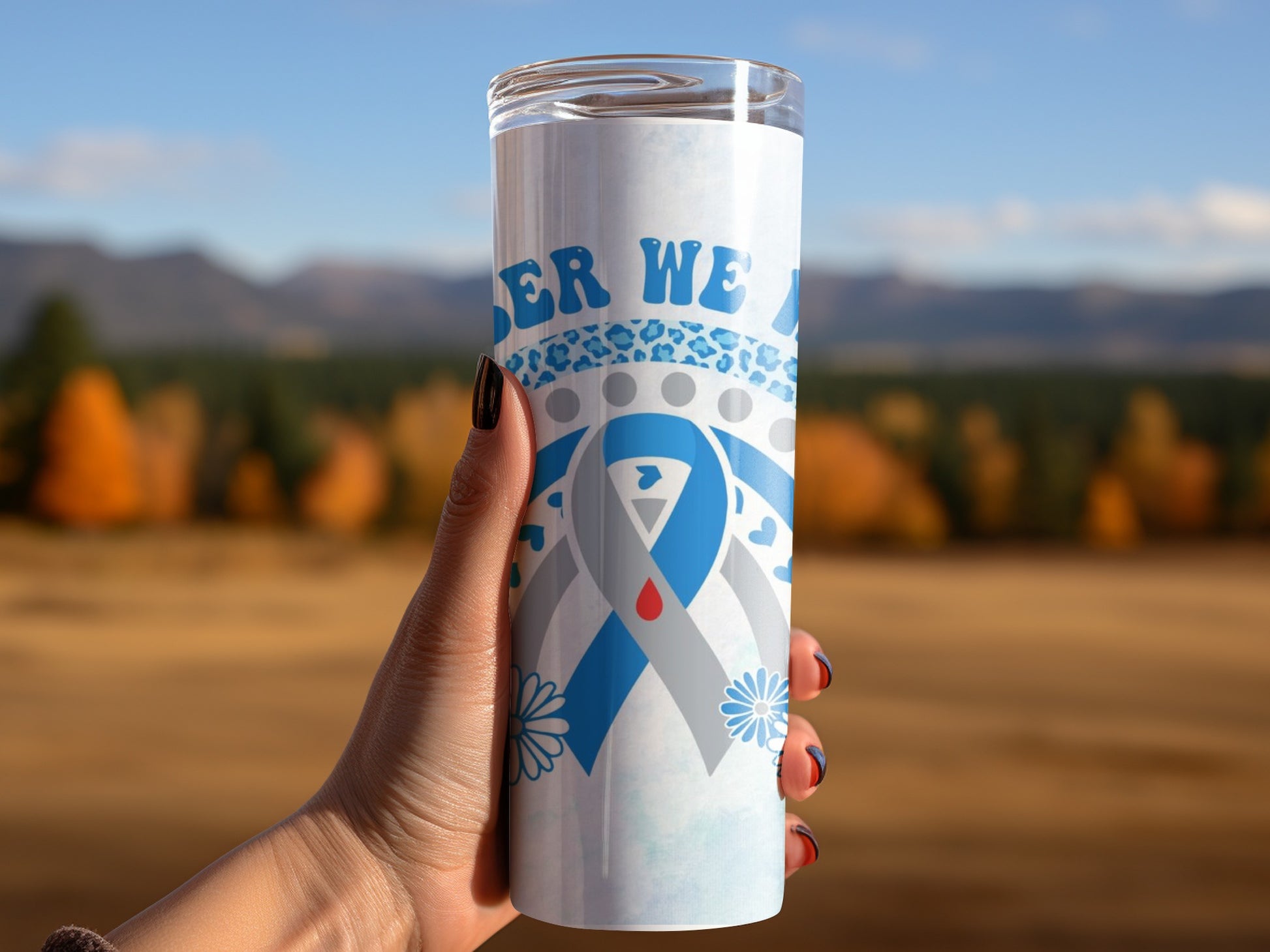 Blue Ribbon Leopard Print Awareness Tumbler Item
