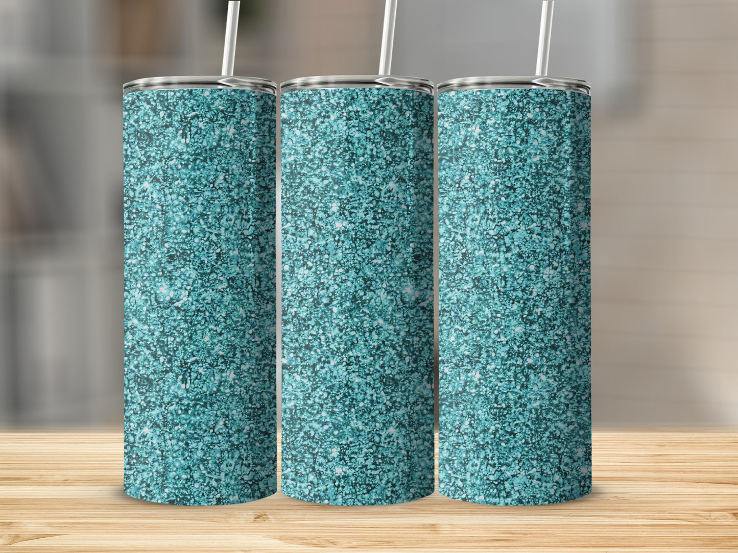 Sparkly Blue Glitter Tall Slim Drinkware Tumbler