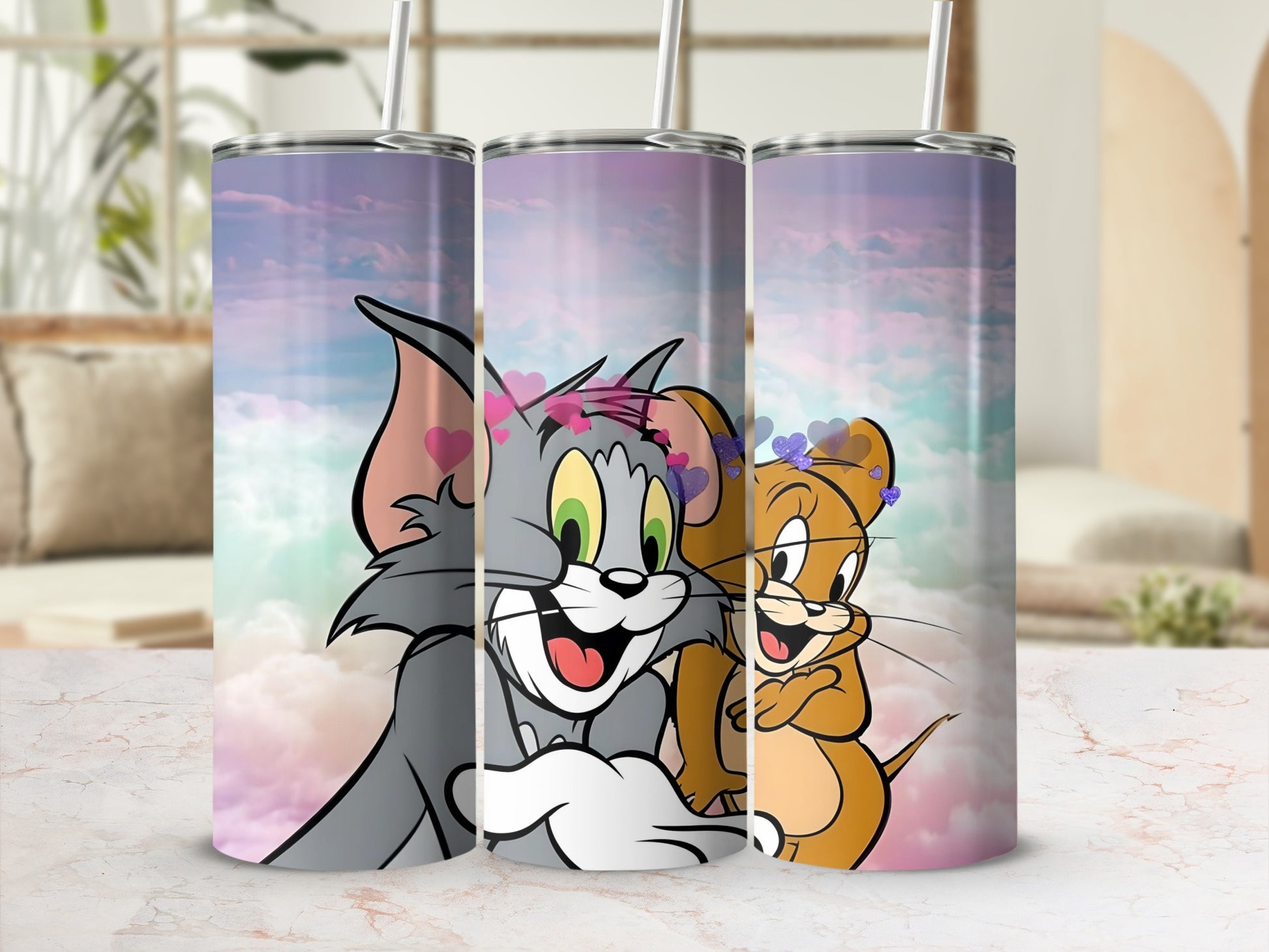 Adorable Cat and Mouse Friendship Themed Tumblers
