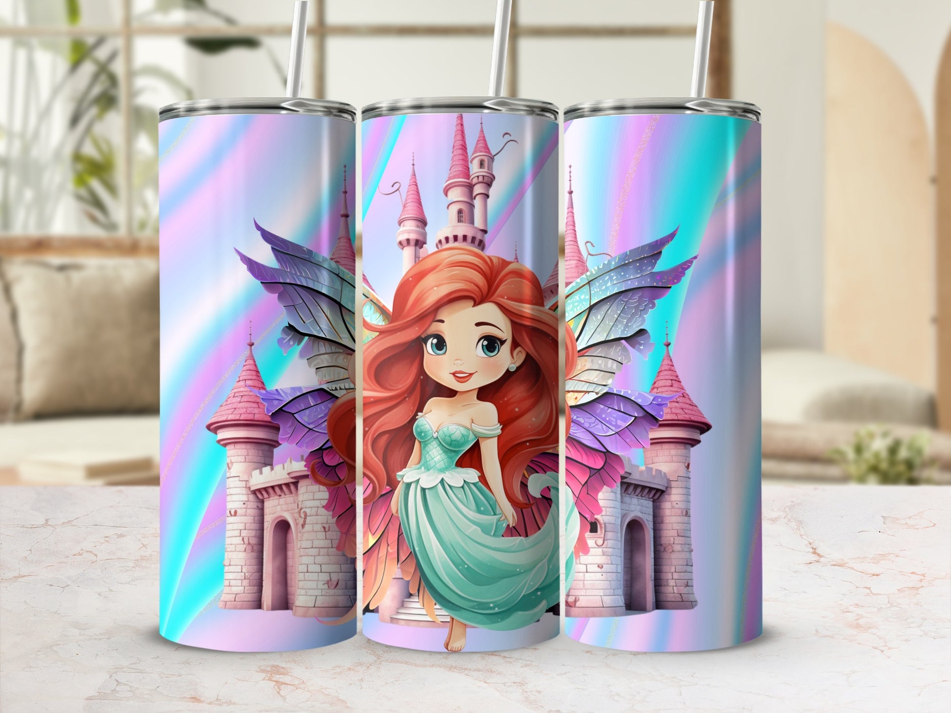 Fairy Princess Castle Design Insulated Tumbler