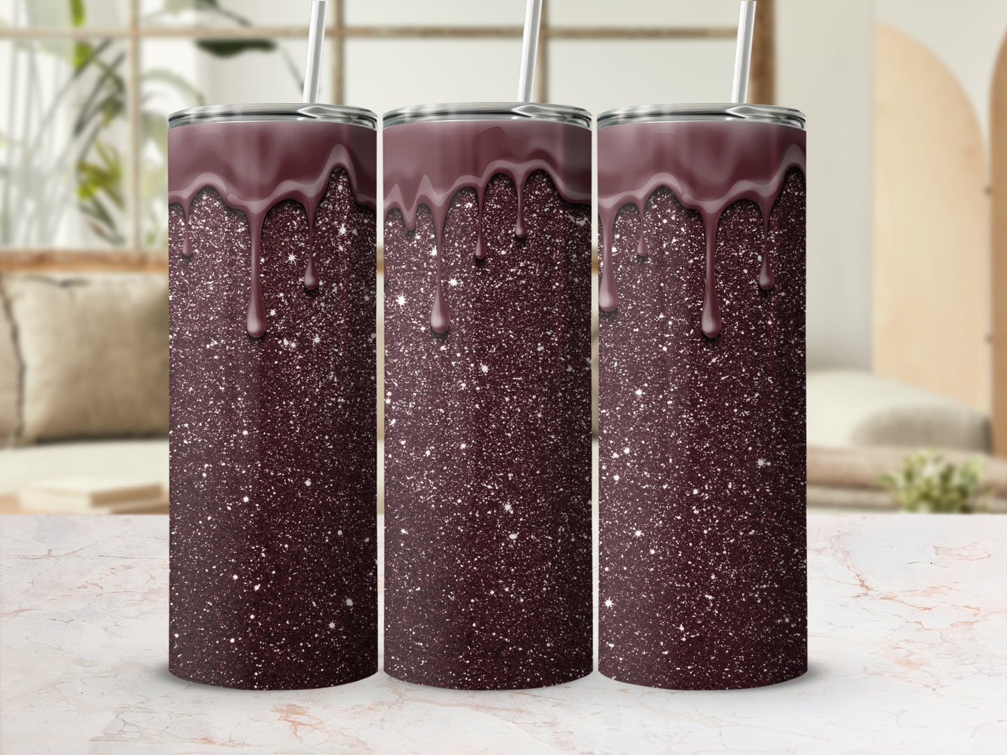 Glittering Coffee Tumbler with Drip Design for Drink Lovers