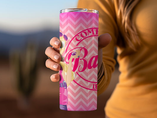 Come On Barbie Let's Go Party Pink Background Tumblers