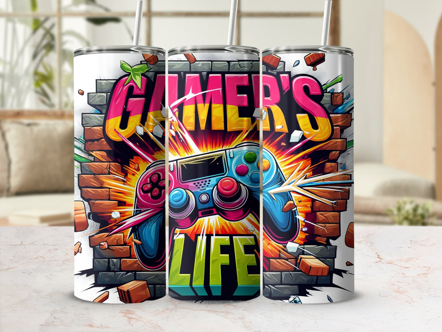 Gamers Life Controller Smash Brick Wall Effect product type