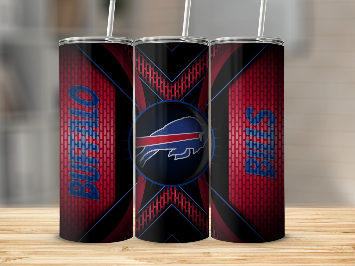 Buffalo Bills Emblem Logo Red Black Design Tumblers