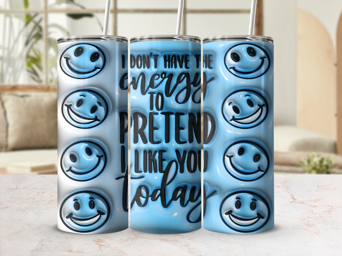 Blue Smiley Faces I Don't Have The Energy To Pretend product type