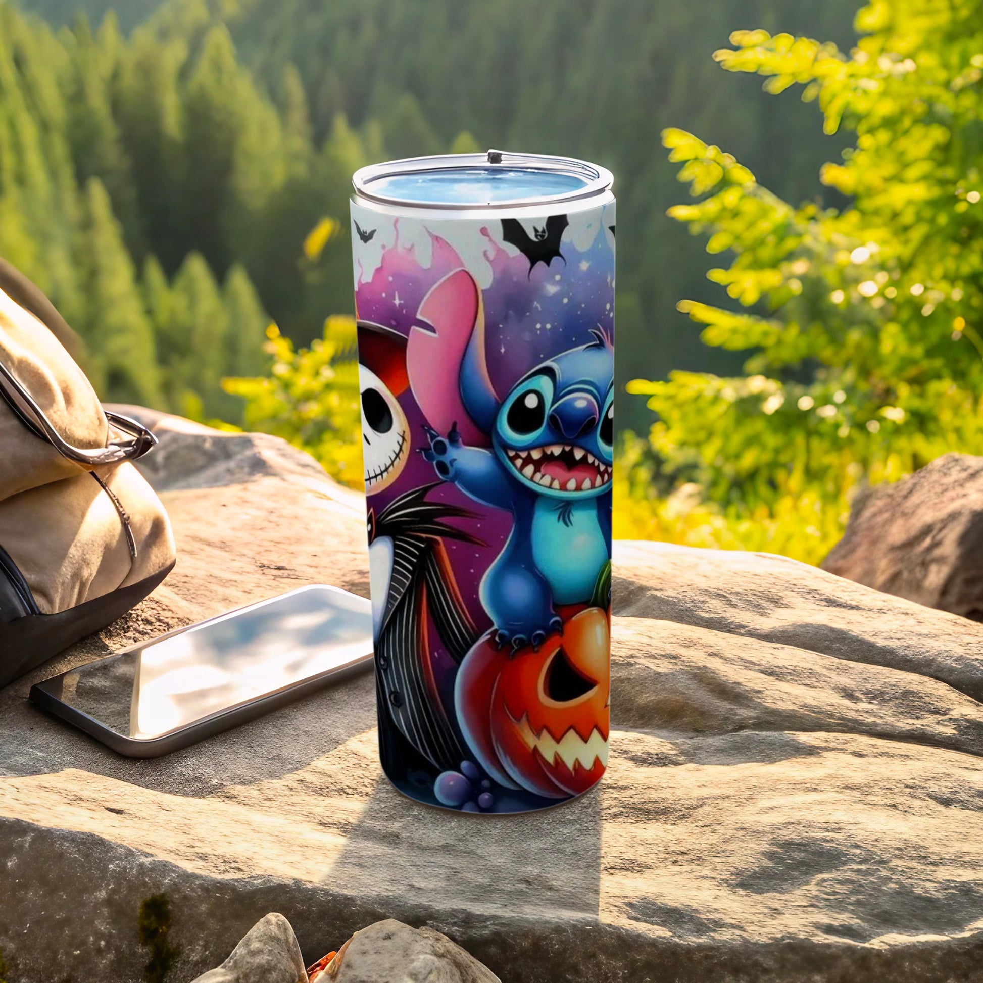 Colorful Stitch and Jack Skellington Tumbler Product