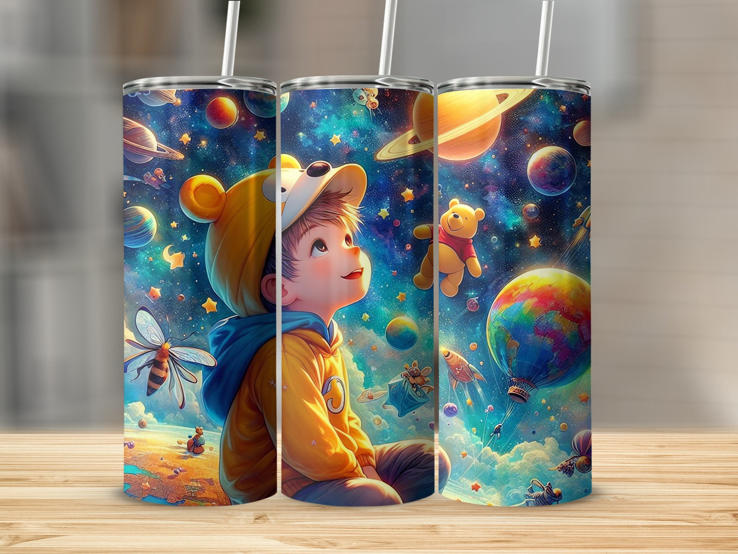 Little Boy Winnie the Pooh Space Exploration Adventure Tumblers