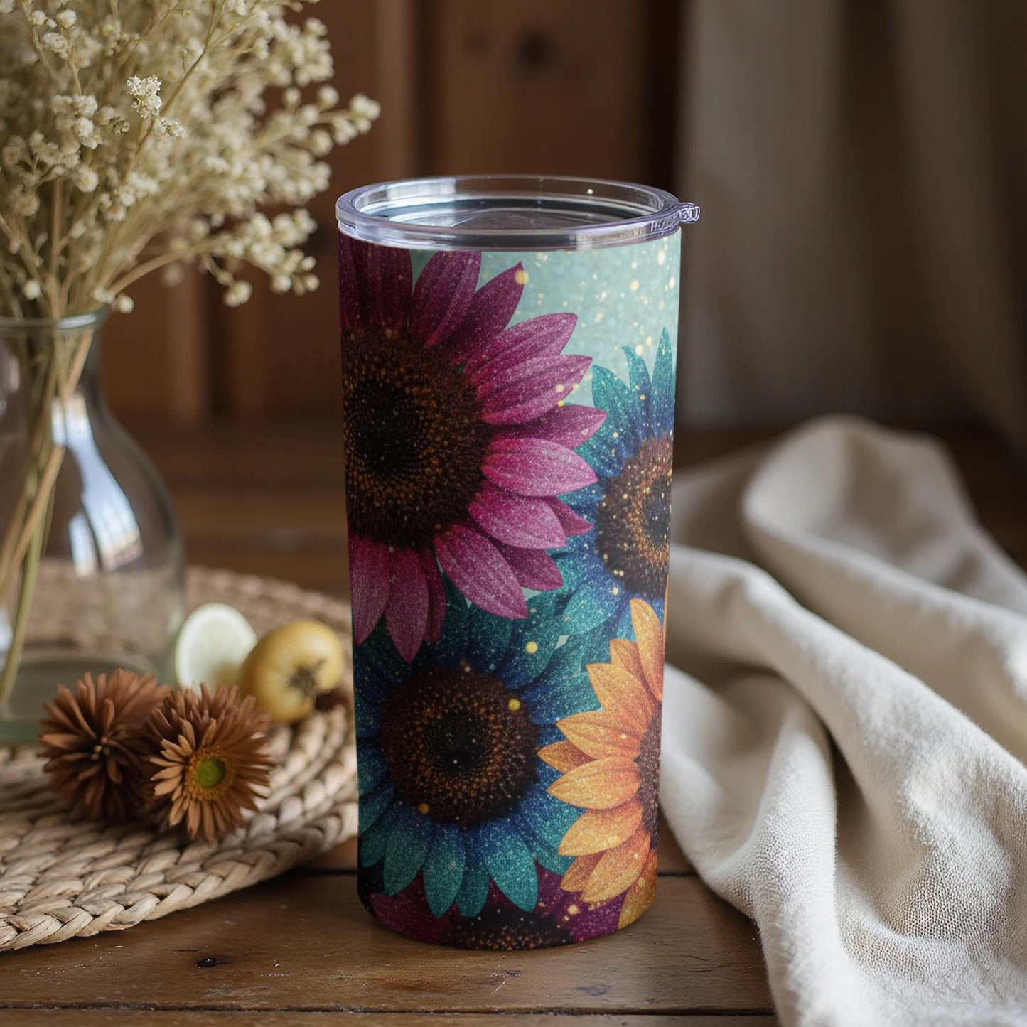 Colorful Sunflower Tumbler for Hot and Cold Beverages