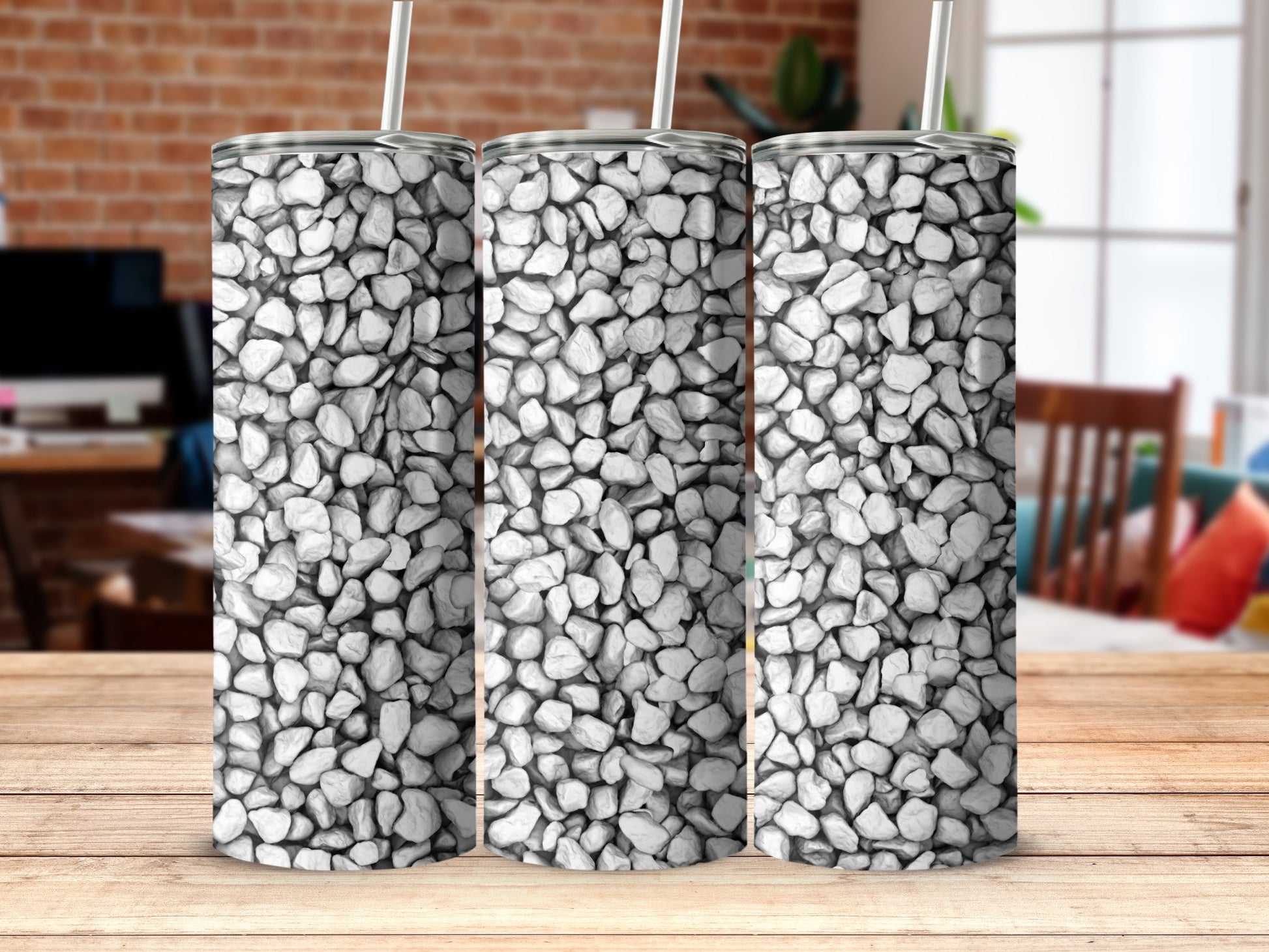 Artistic Pebble Design Tumbler for Drink Enthusiasts