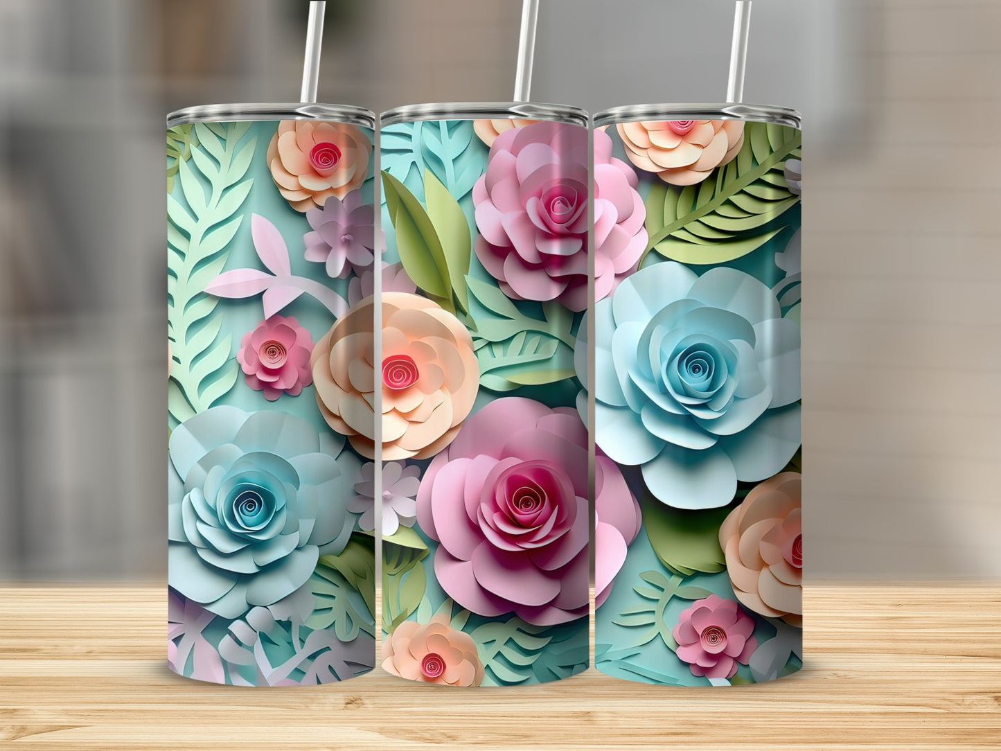 Elegant Floral Design Tumblers for Stylish Drinks