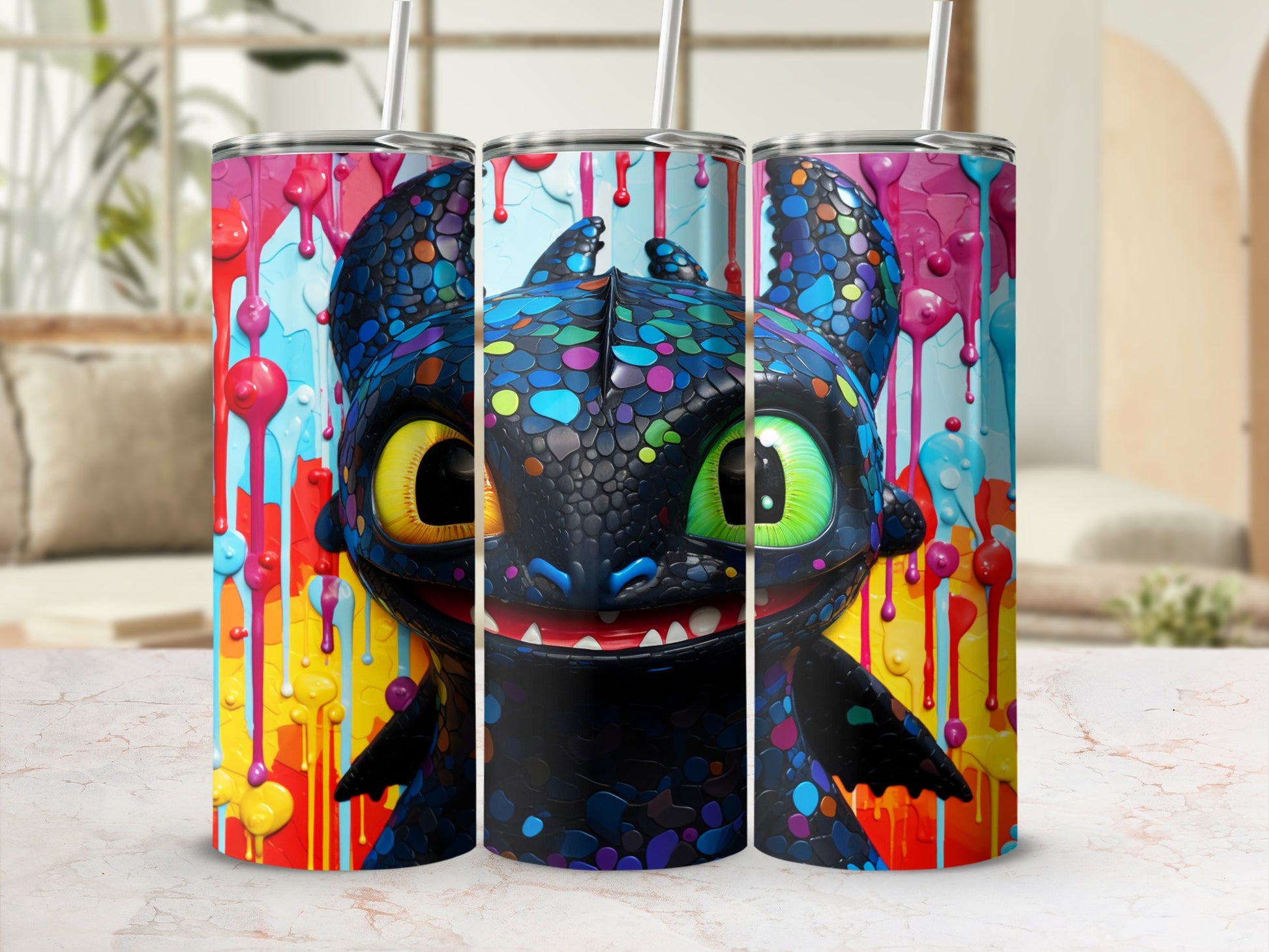 Colorful Dragon Character Design Tumbler Cup