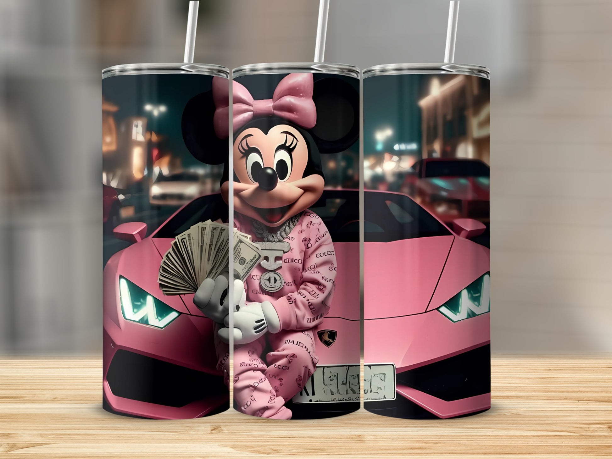 Minnie Mouse Pink Lamborghini Tumbler Cup