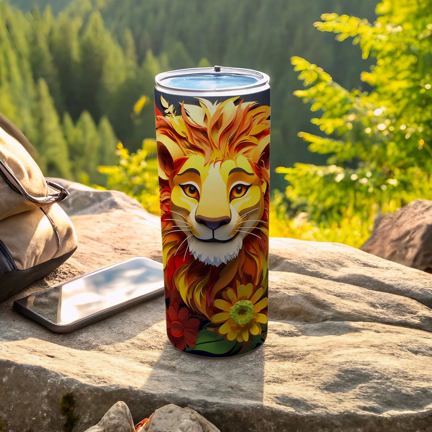 Vibrant Lion Artwork Insulated Travel Tumbler