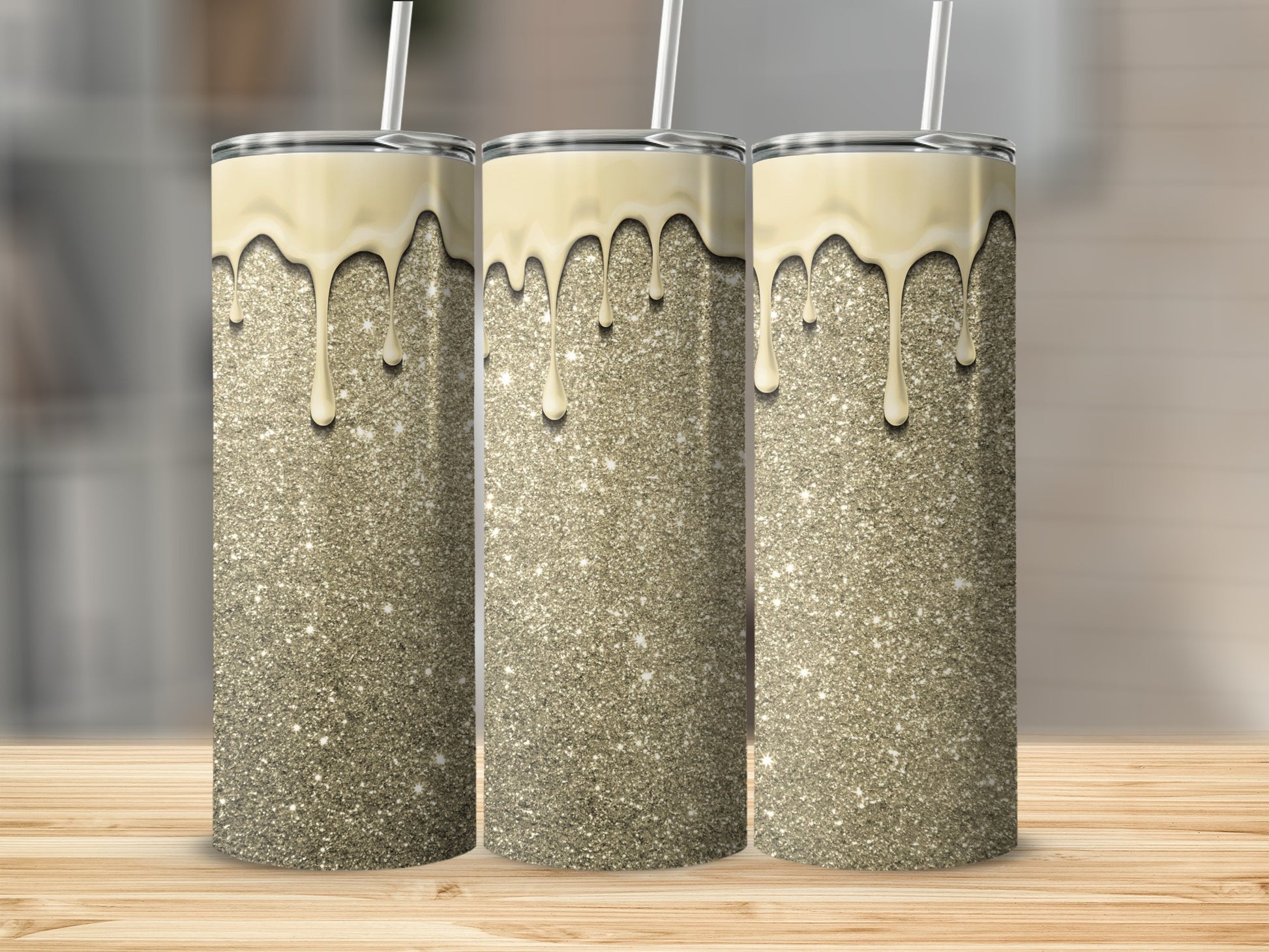 Sparkling Glitter and Drip Design Tumbler Product