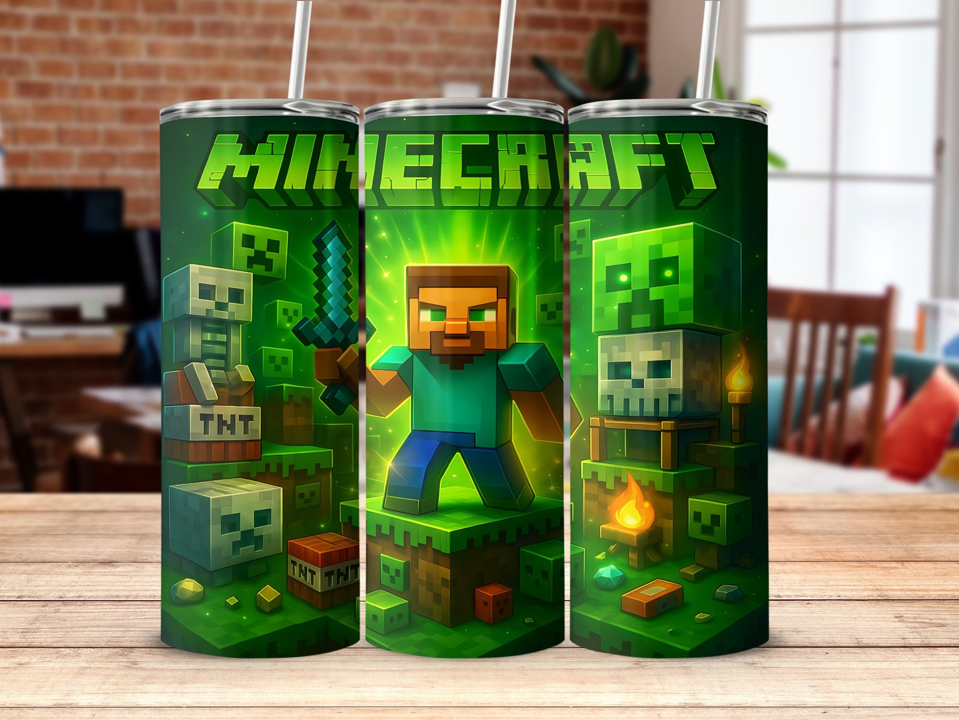 Minecraft inspired gaming themed tumbler product