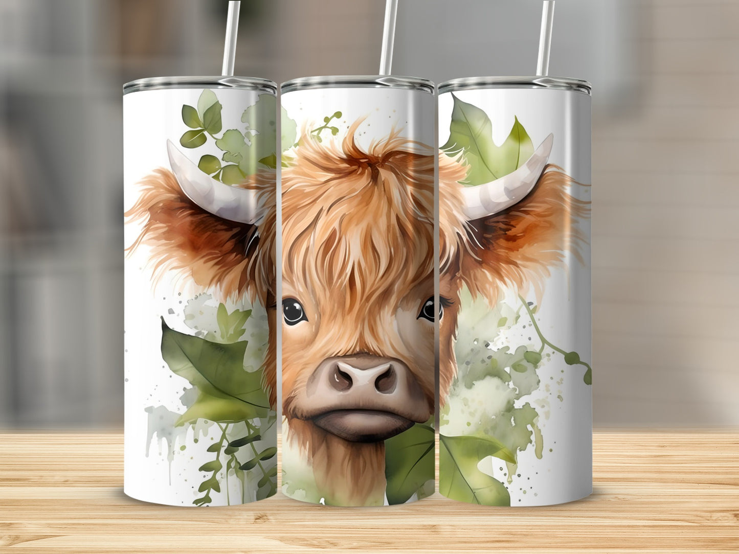 Highland Cow Art on Stainless Steel Tumbler Product