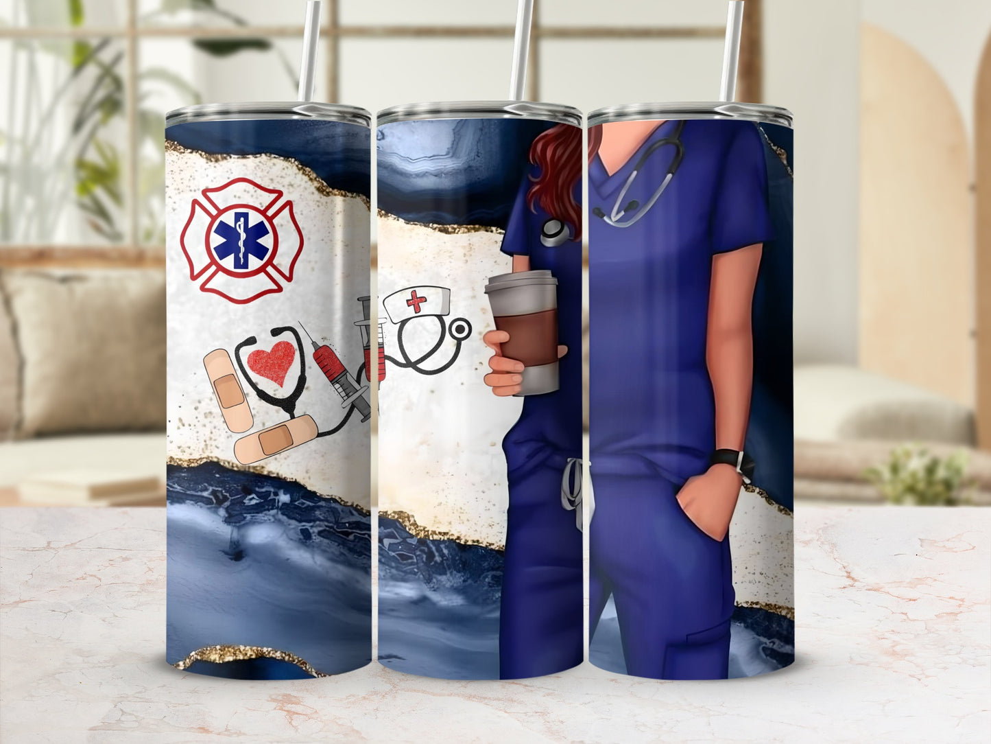 Medical-Themed Tumbler with Nurse and EMS Design