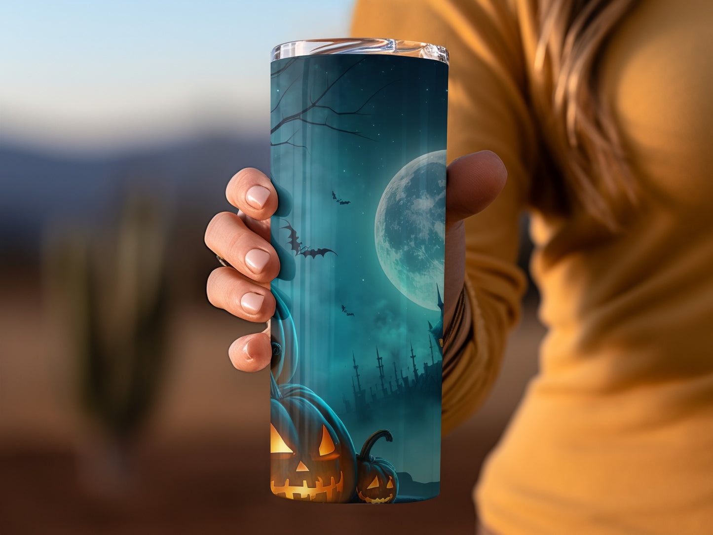 Spooky Full Moon Halloween Themed Tumbler for Drinks