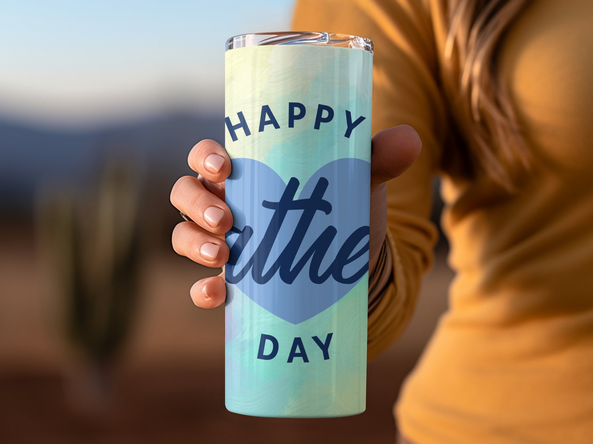 Happy Father's Day Blue Heart Design Tumbler