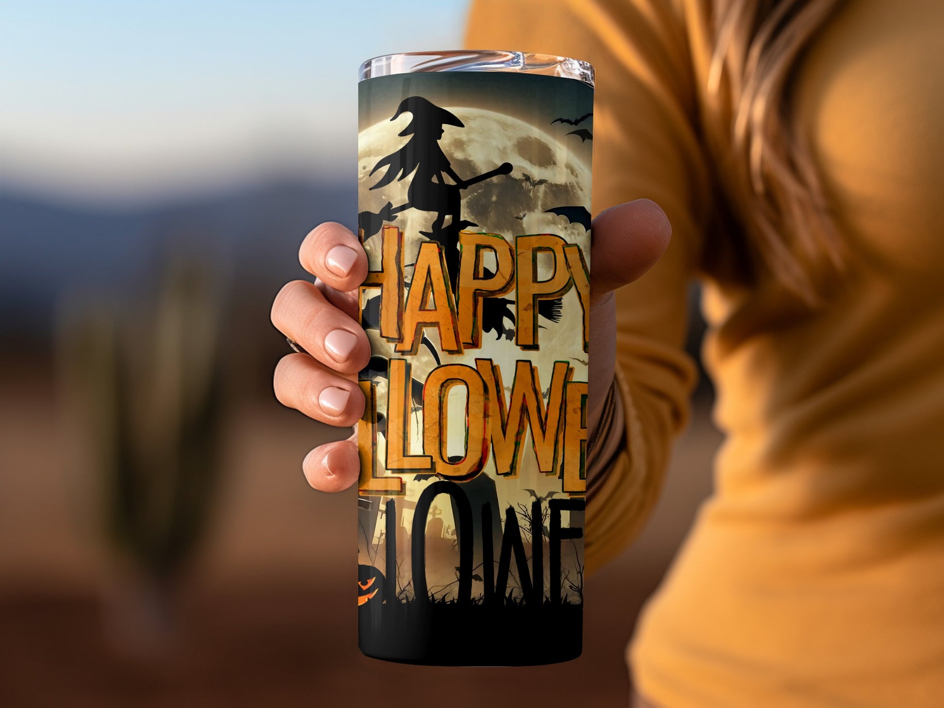 Spooky Happy Halloween Witch Design Tumbler