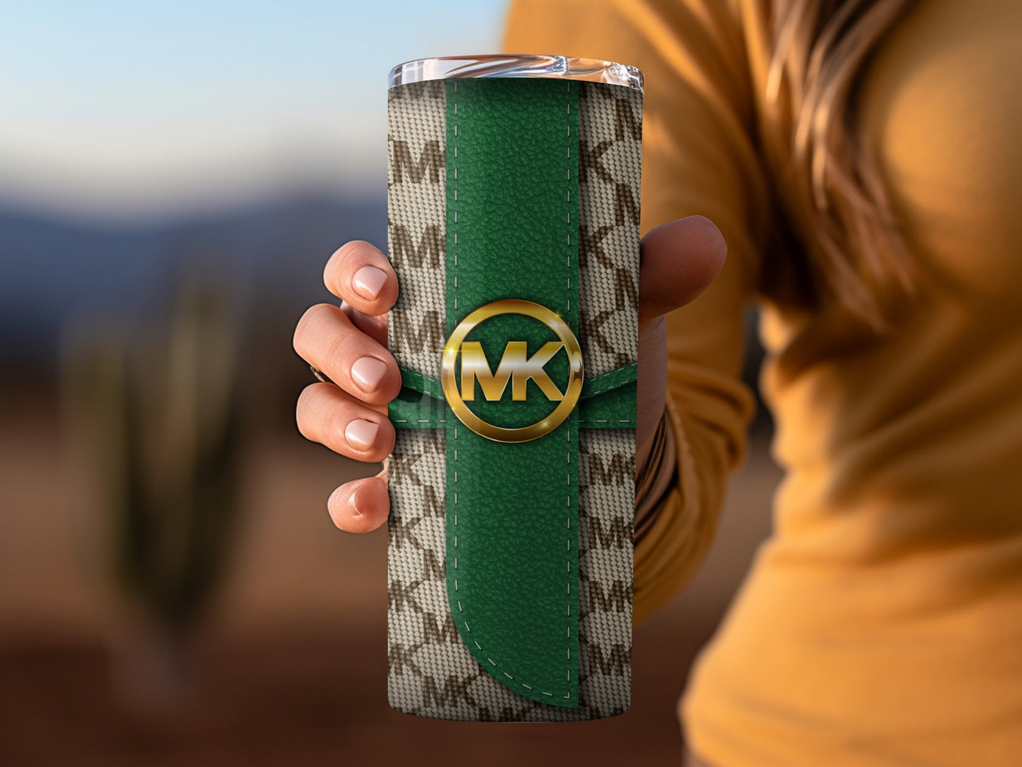 Stylish Monogrammed MK Designer Travel Tumbler