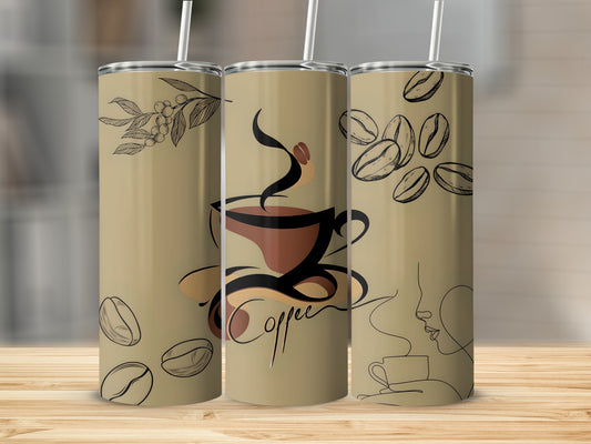 Coffee Cup Design with Coffee Beans Travel Tumbler