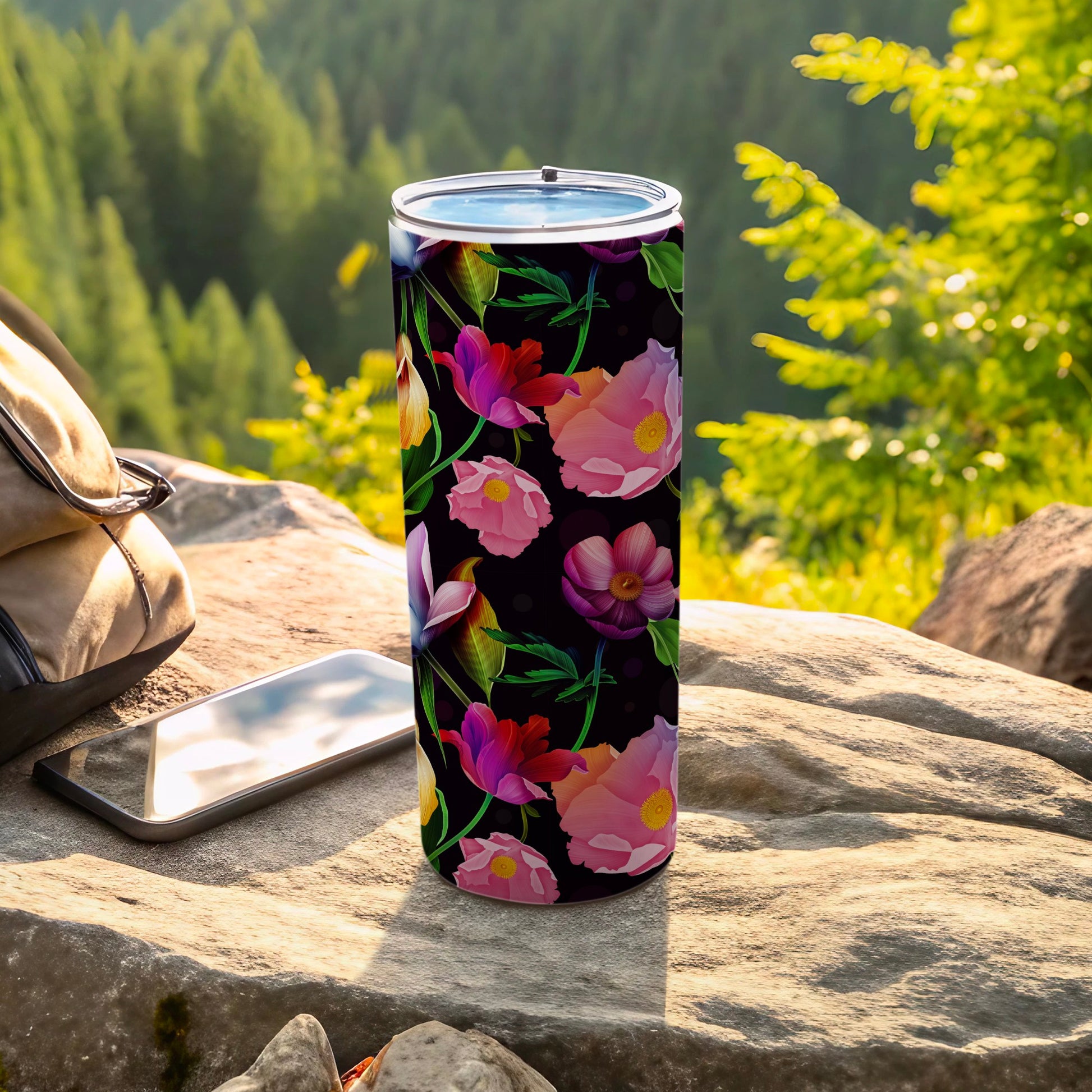 Vibrant Floral Design Stainless Steel Tumbler