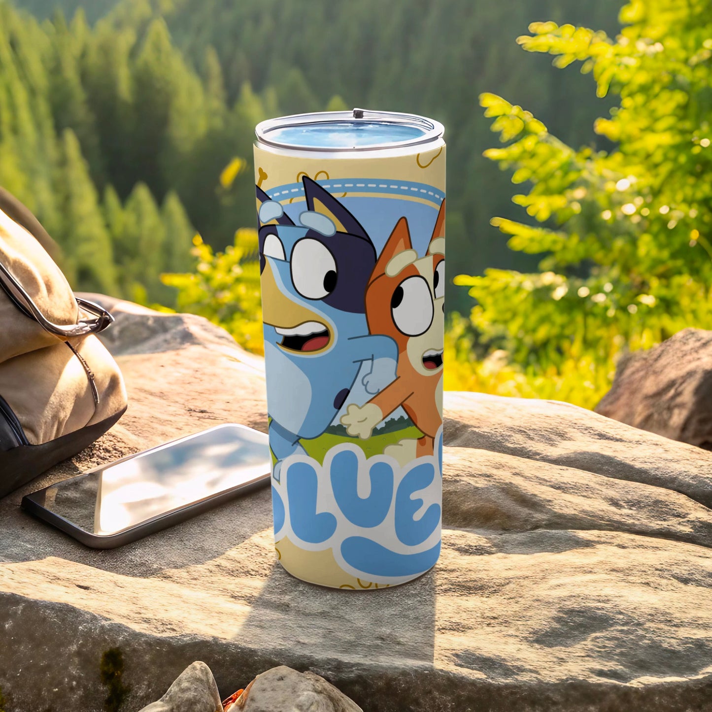 Blue Cartoon Characters Outdoor Travel Mug