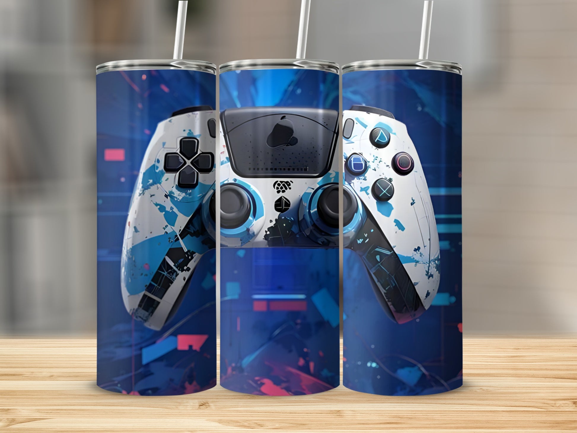 Vibrant Gaming Controller Design Stainless Steel Tumbler
