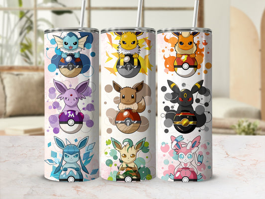 Cute Pokemon Themed Tumbler Cups with Eevee Evolutions