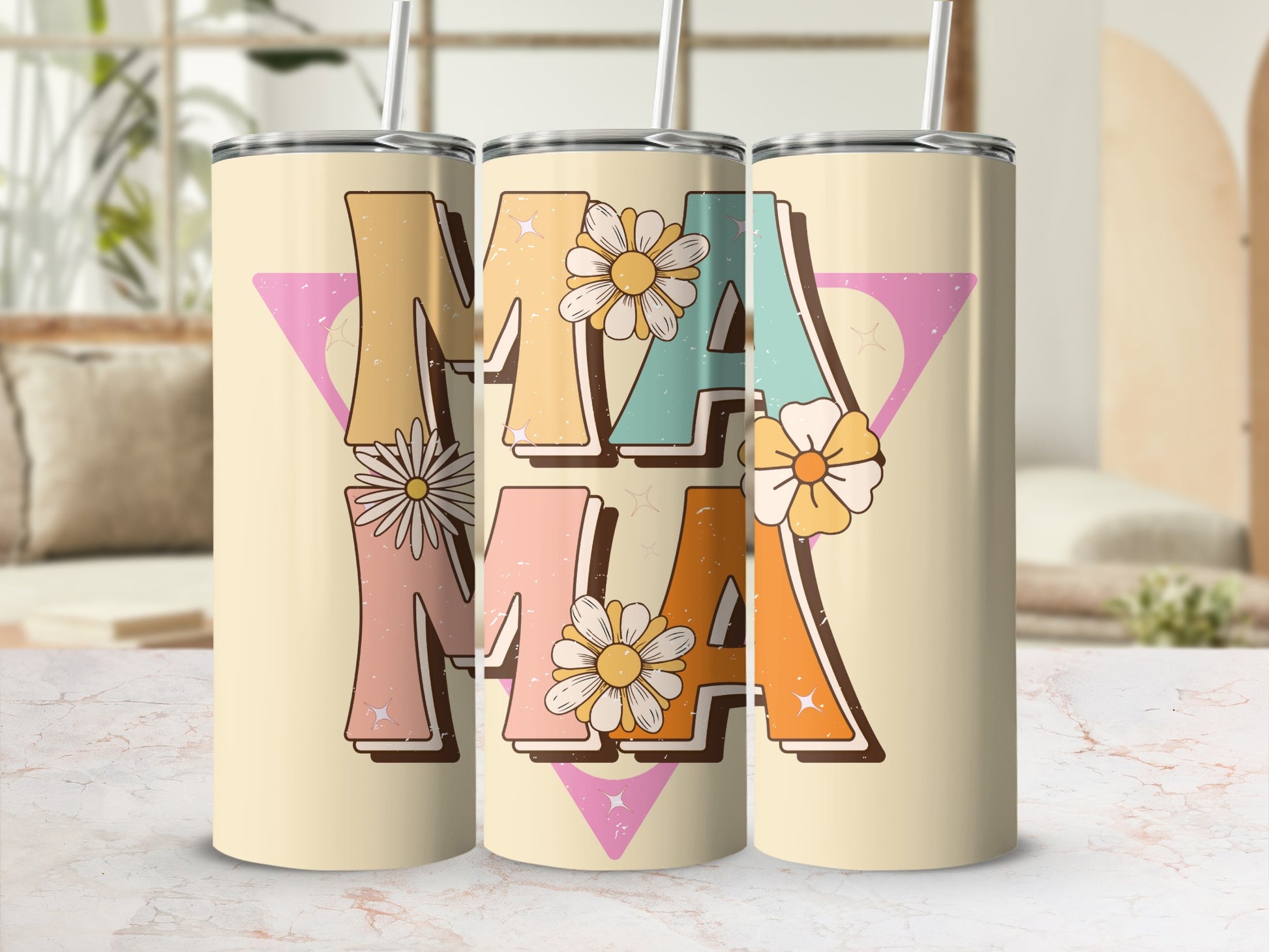 Stylish Floral Mama Design Insulated Tumbler Cup
