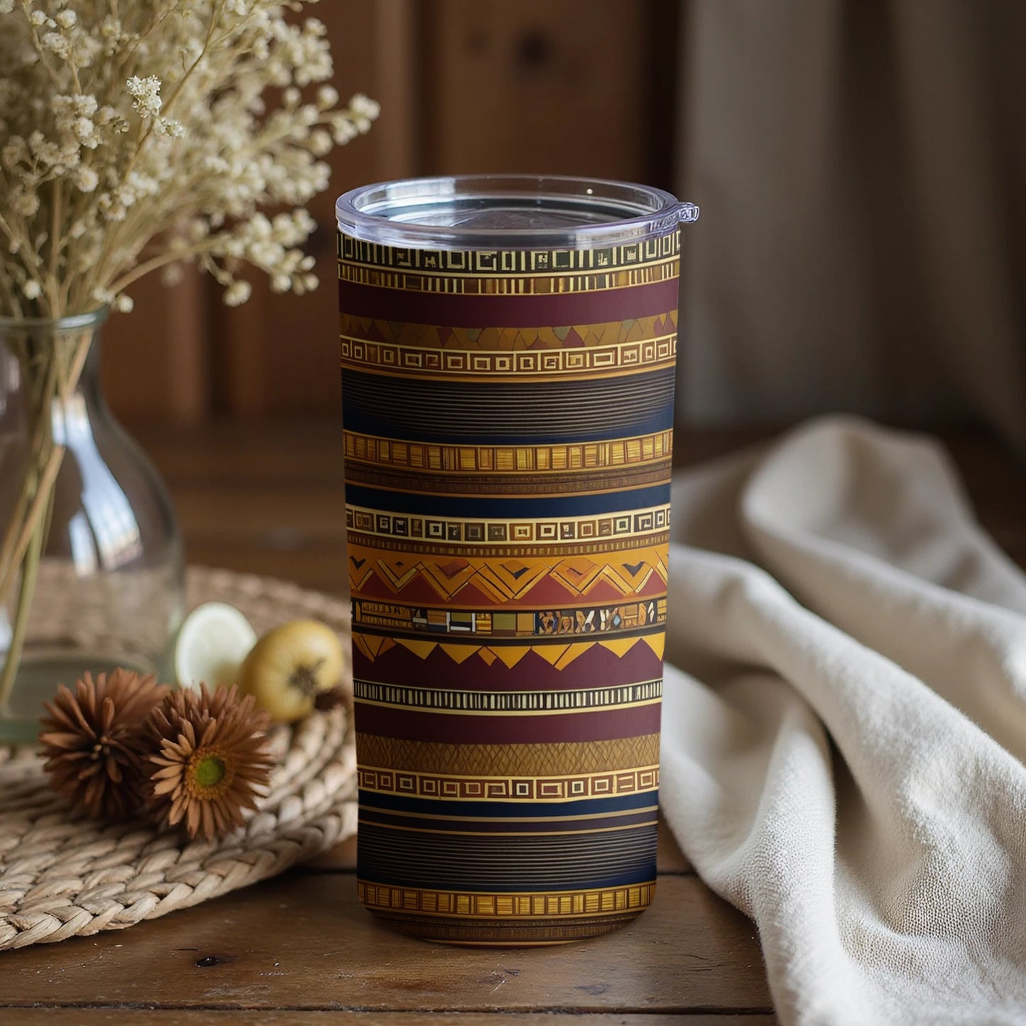 Vibrant Geometric Pattern Eco-Friendly Travel Tumbler