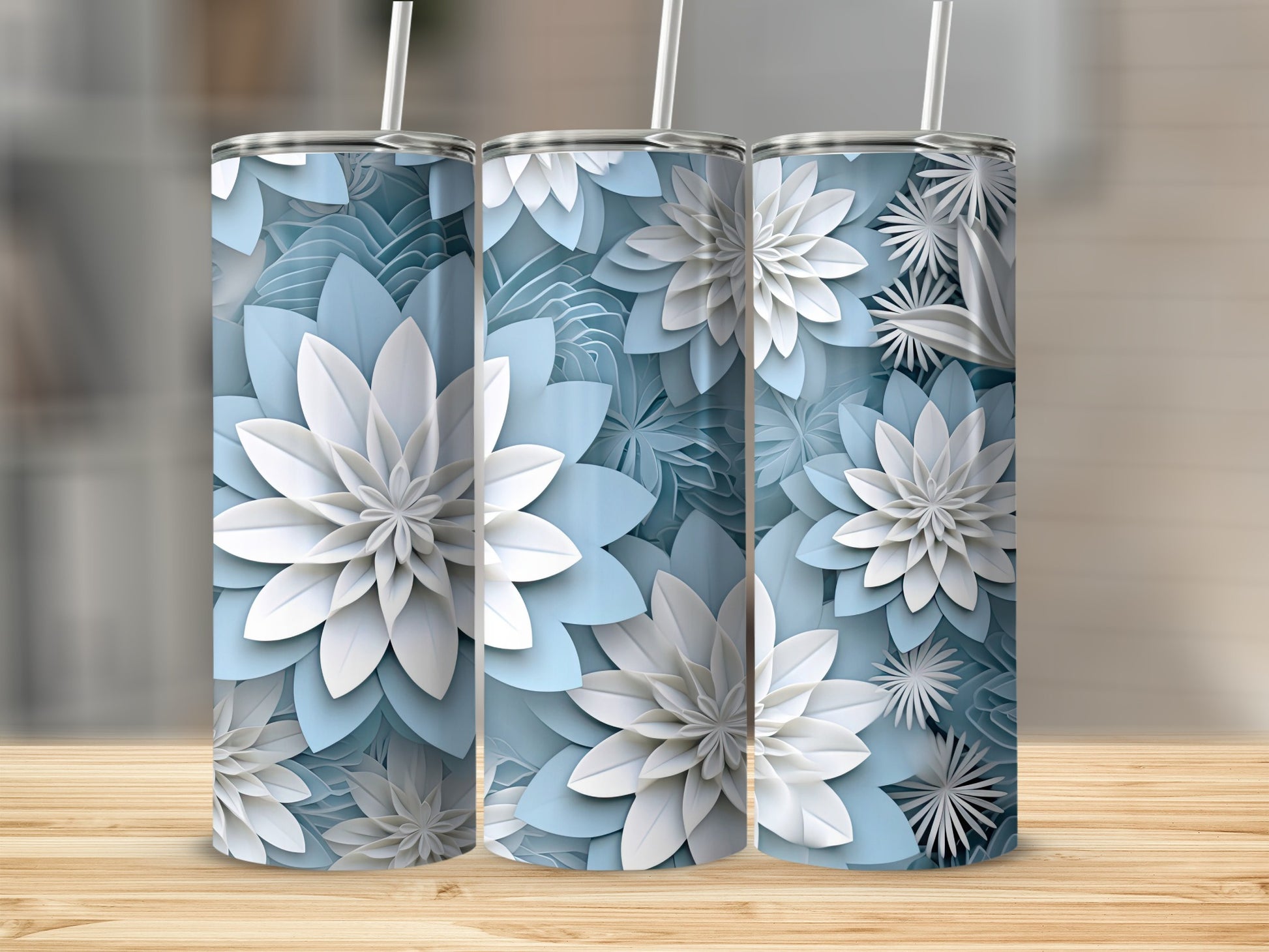 Elegant 3D Floral Design Insulated Tumbler Product