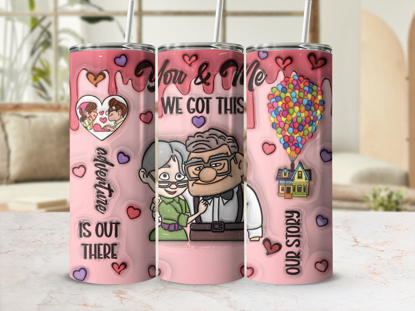 Cute Love Story Tumbler with Adorable Cartoon Design