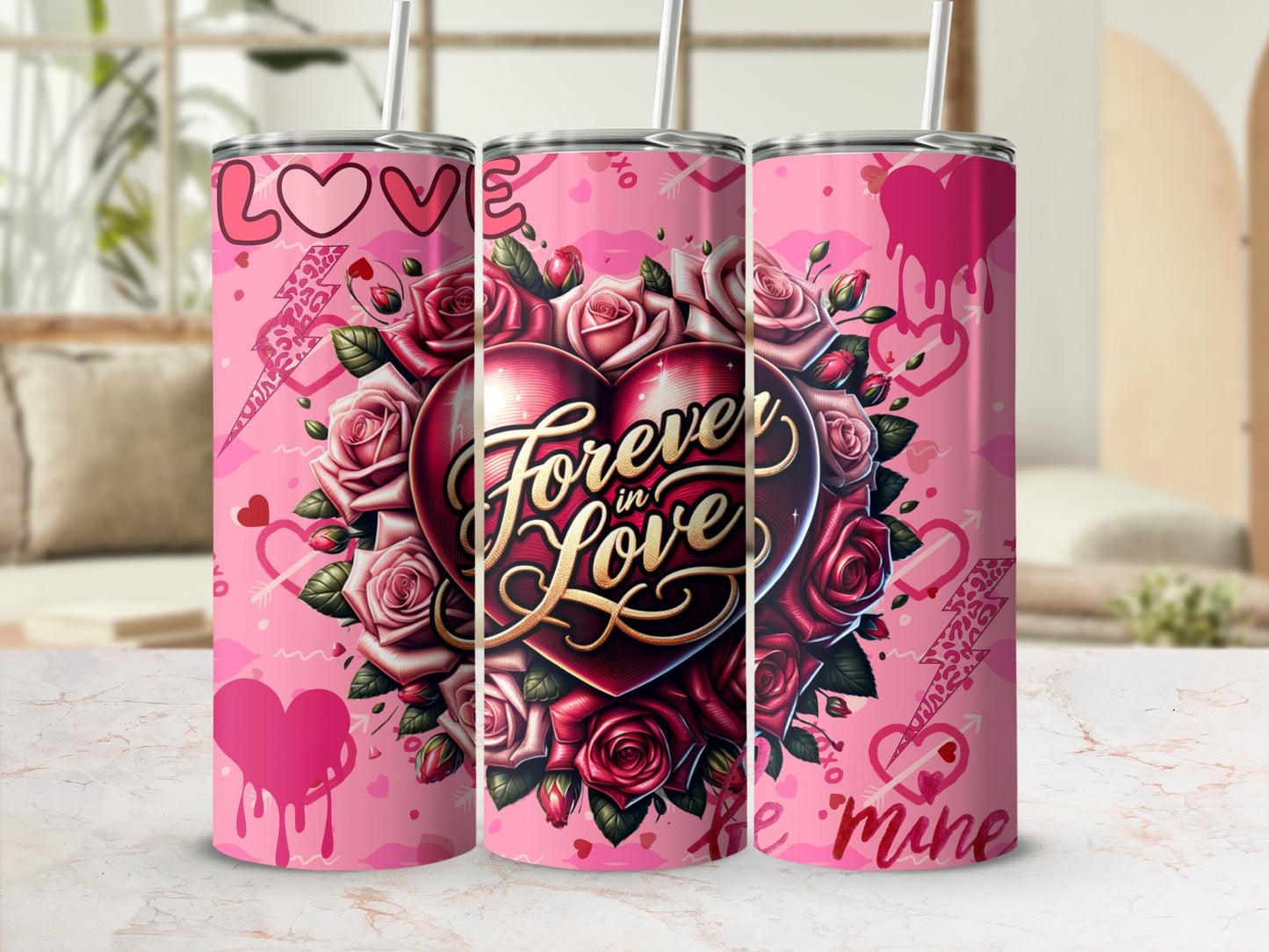 Forever in Love Roses Themed Tumbler Product